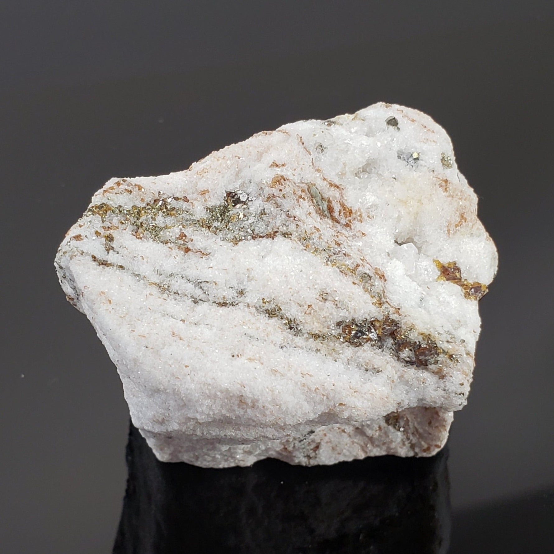   Pyrite, Dravite and Oellacherite on Dolomite | 85 grams | Binn Valley, Switzerland 