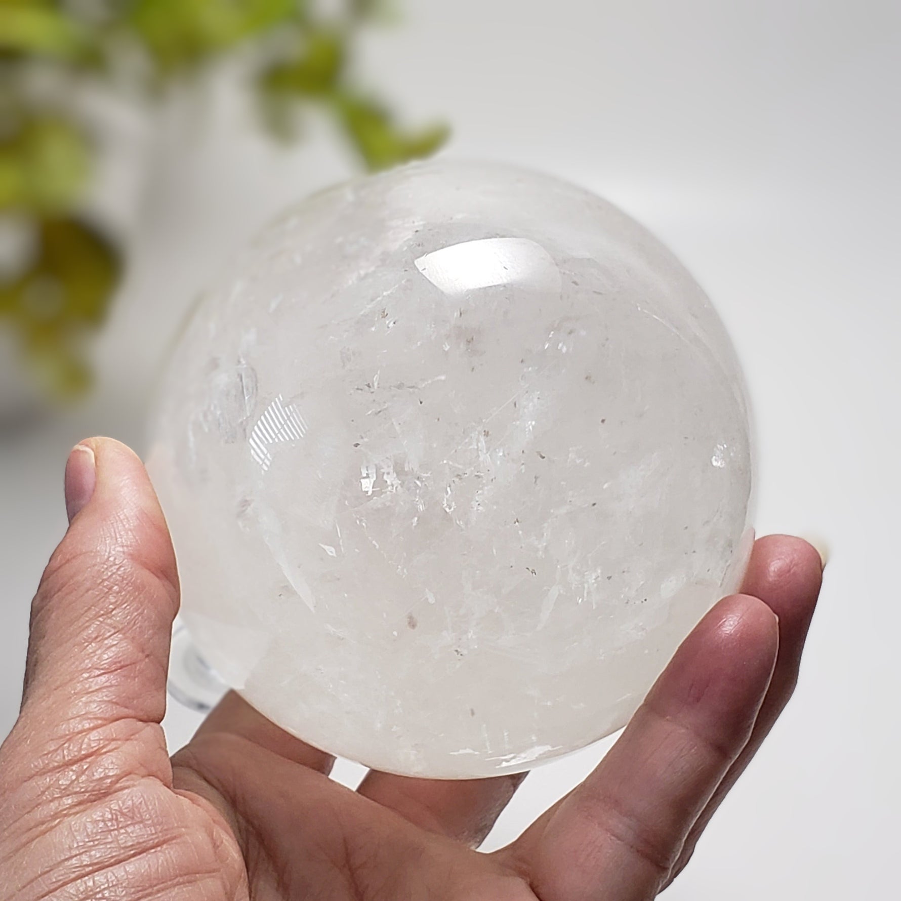 Calcite Sphere | Snow White Crystal Ball | 98 mm, 3.8 in | Huge 1,332 grams | China