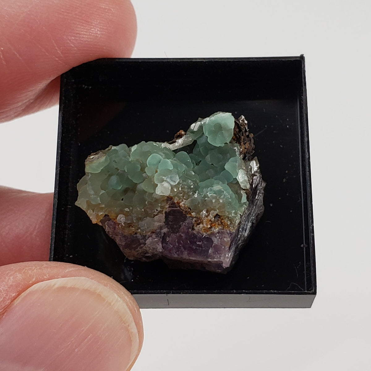 D - Smithsonite Crystals on Matrix | Perky Box Thumbnail Specimen | Chihuahua, Mexico