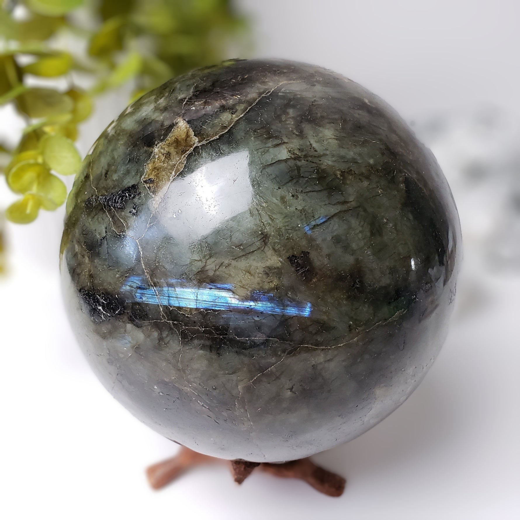 Labradorite Sphere | Natural Gray Rainbow | 4.5 Kg, 10 lbs | 150 mm, 6 in | Madagascar