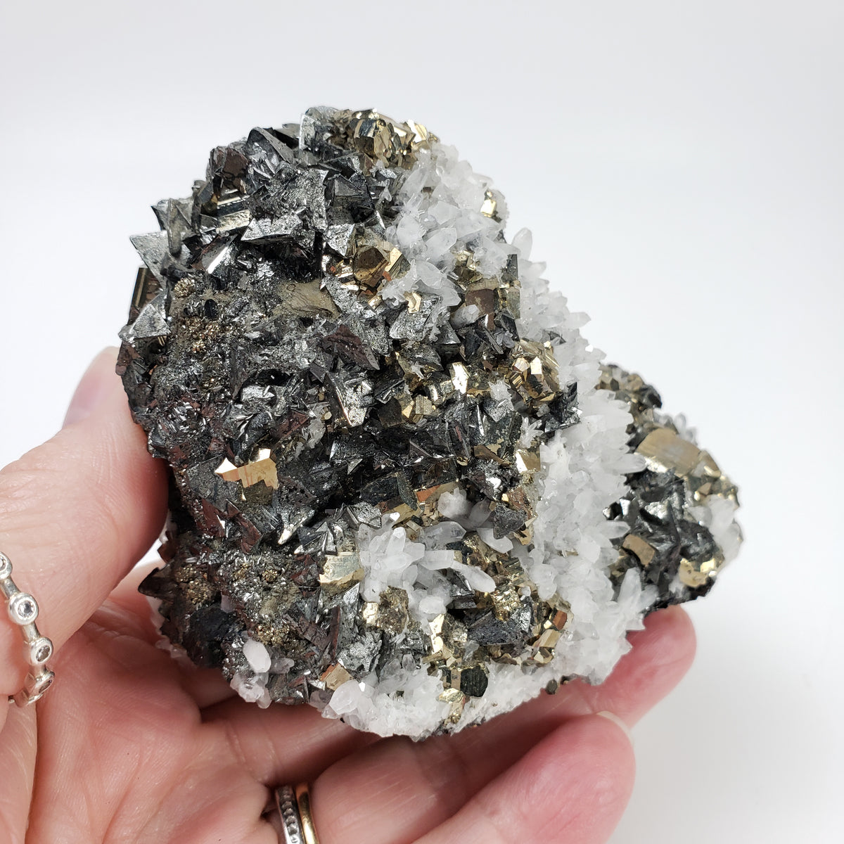  Tetrahedrite Pyrite and Quartz Crystal AAA Cluster 642 Grams from Peru 