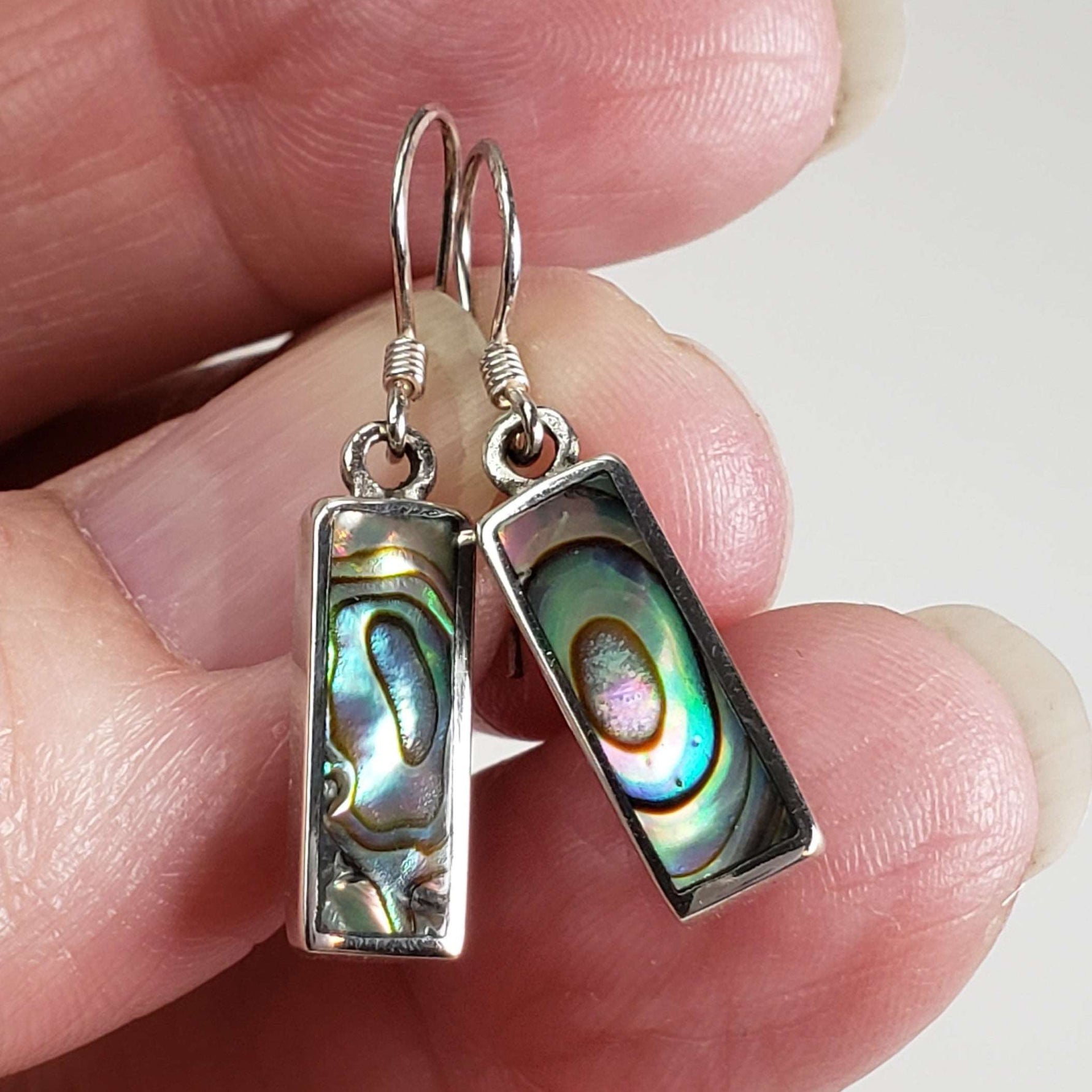 Abalone Silver Dangle Earrings | 925 Sterling Silver | Thailand