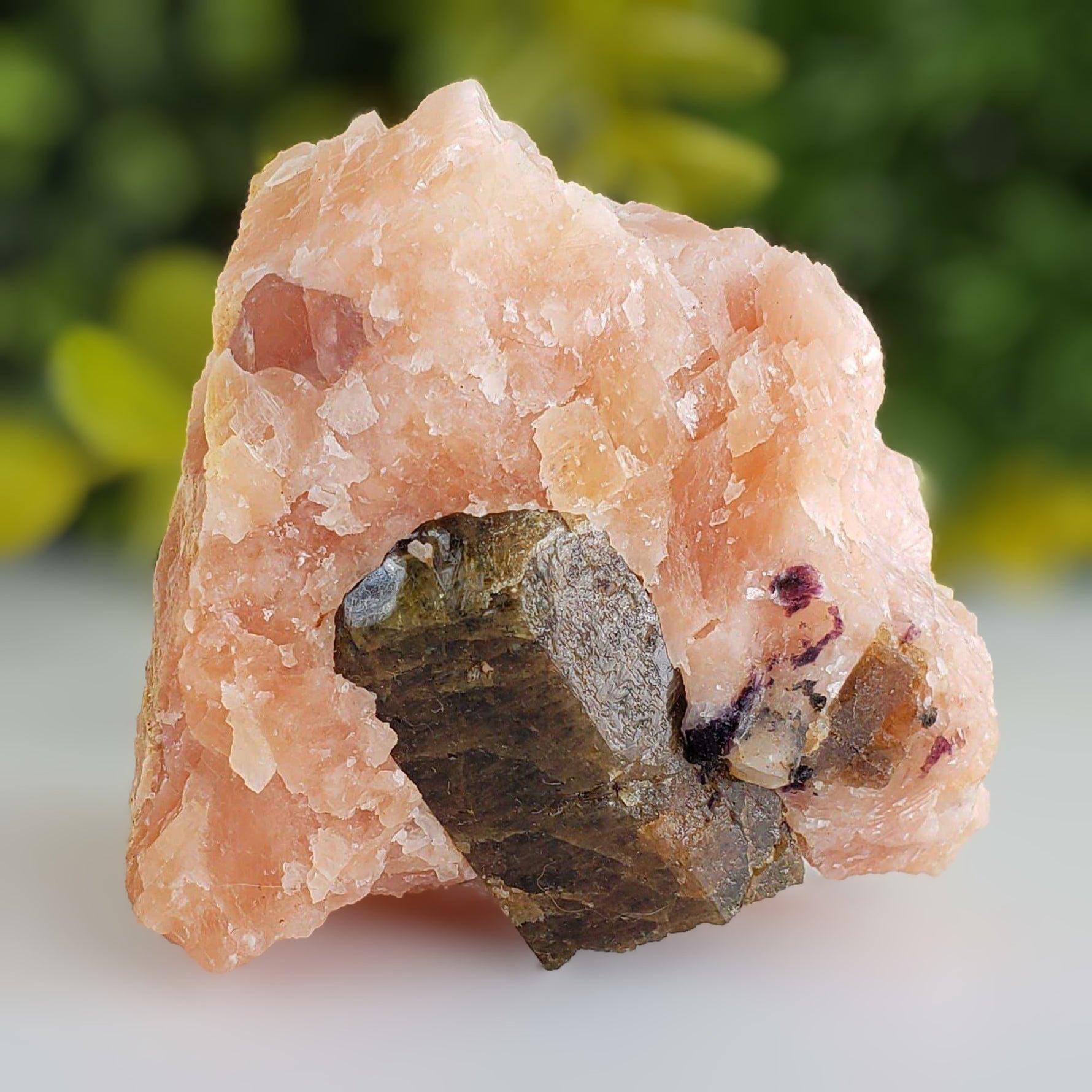 Fluorapatite Crystal on Calcite Matrix | 304 grams | Yates Mine, Canada