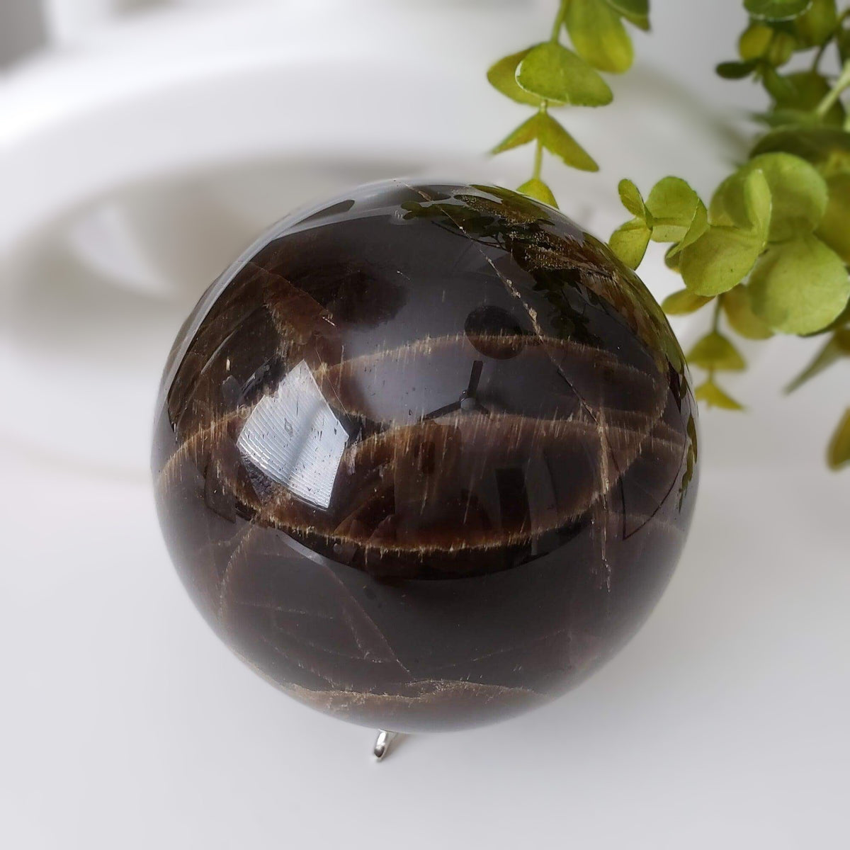  Dark Brown Aragonite Sphere 104 mm, 4.1 inches 1.71 kg 