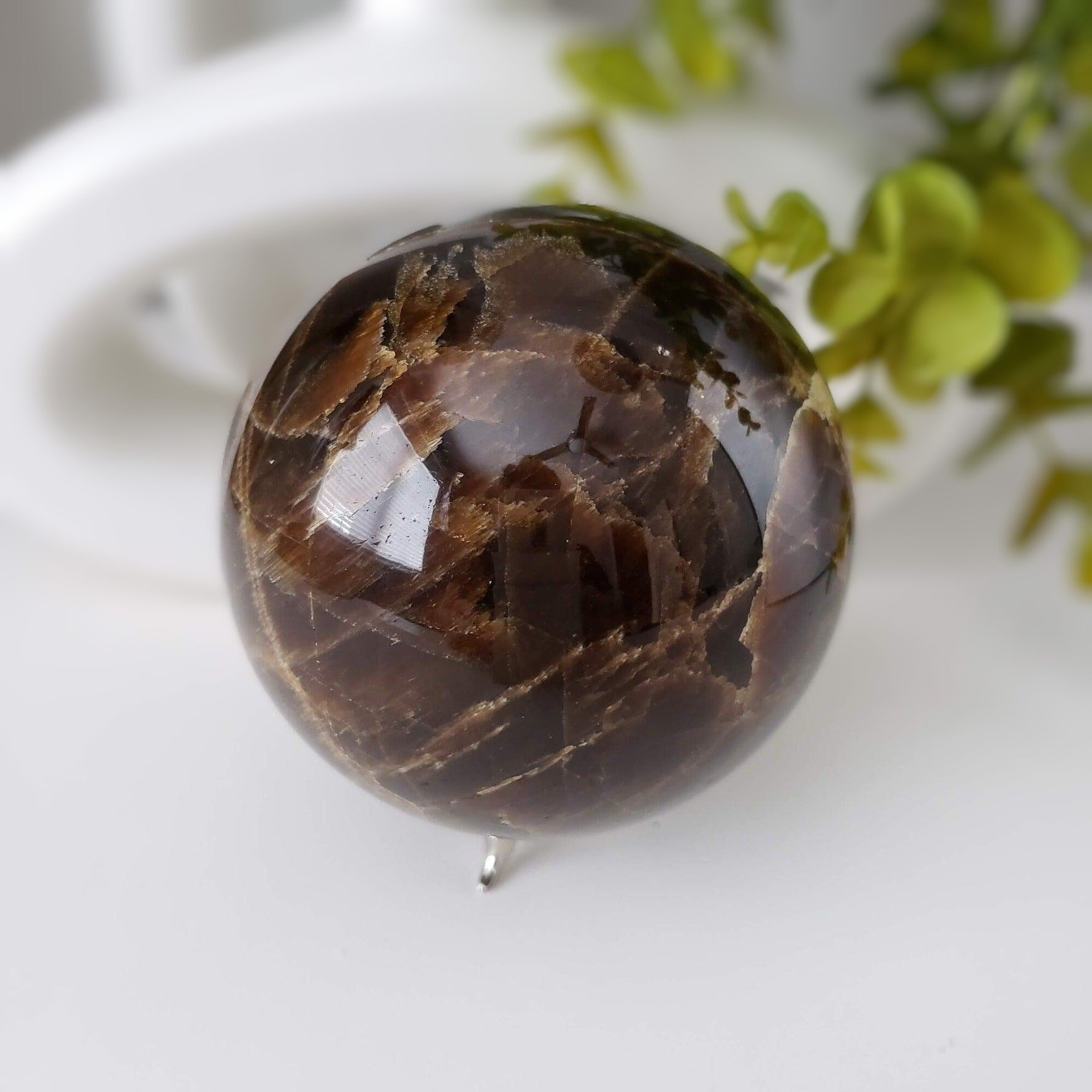  Dark Brown Aragonite Sphere 104 mm, 4.1 inches 1.71 kg 