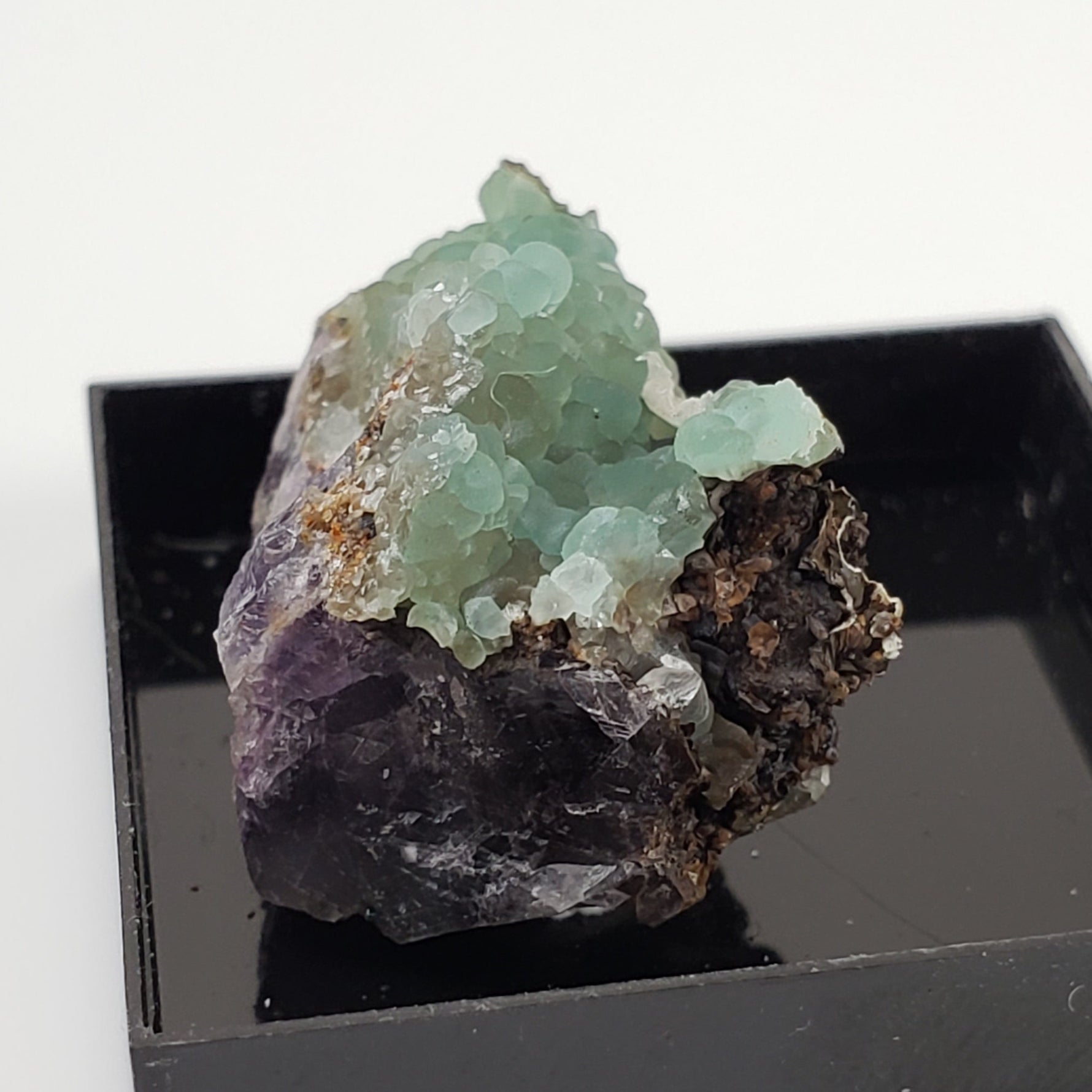 D - Smithsonite Crystals on Matrix | Perky Box Thumbnail Specimen | Chihuahua, Mexico