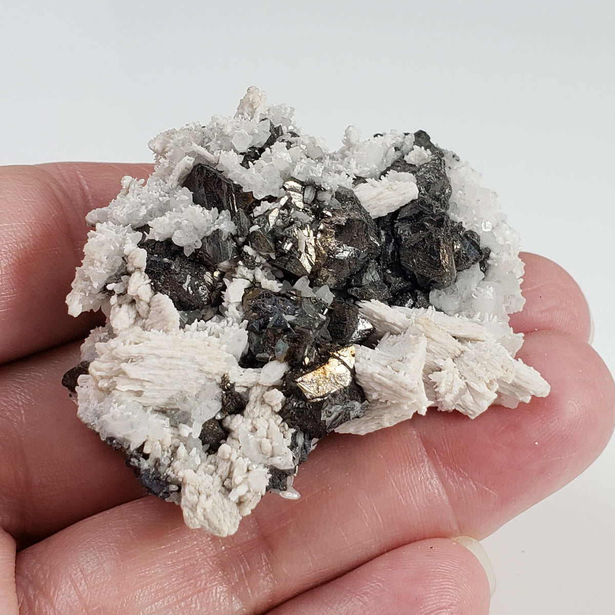  Tetrahedrite, Calcite and Quartz Crystal Cluster 59.2 Grams from Lima Peru 