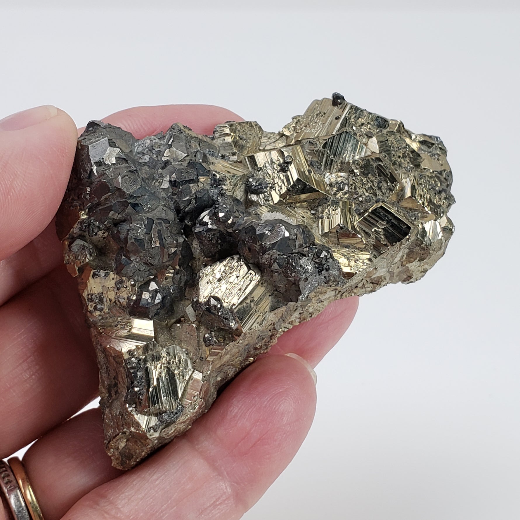  Pyrite and Tetrahedrite Cluster 117 Grams from Lima Peru 