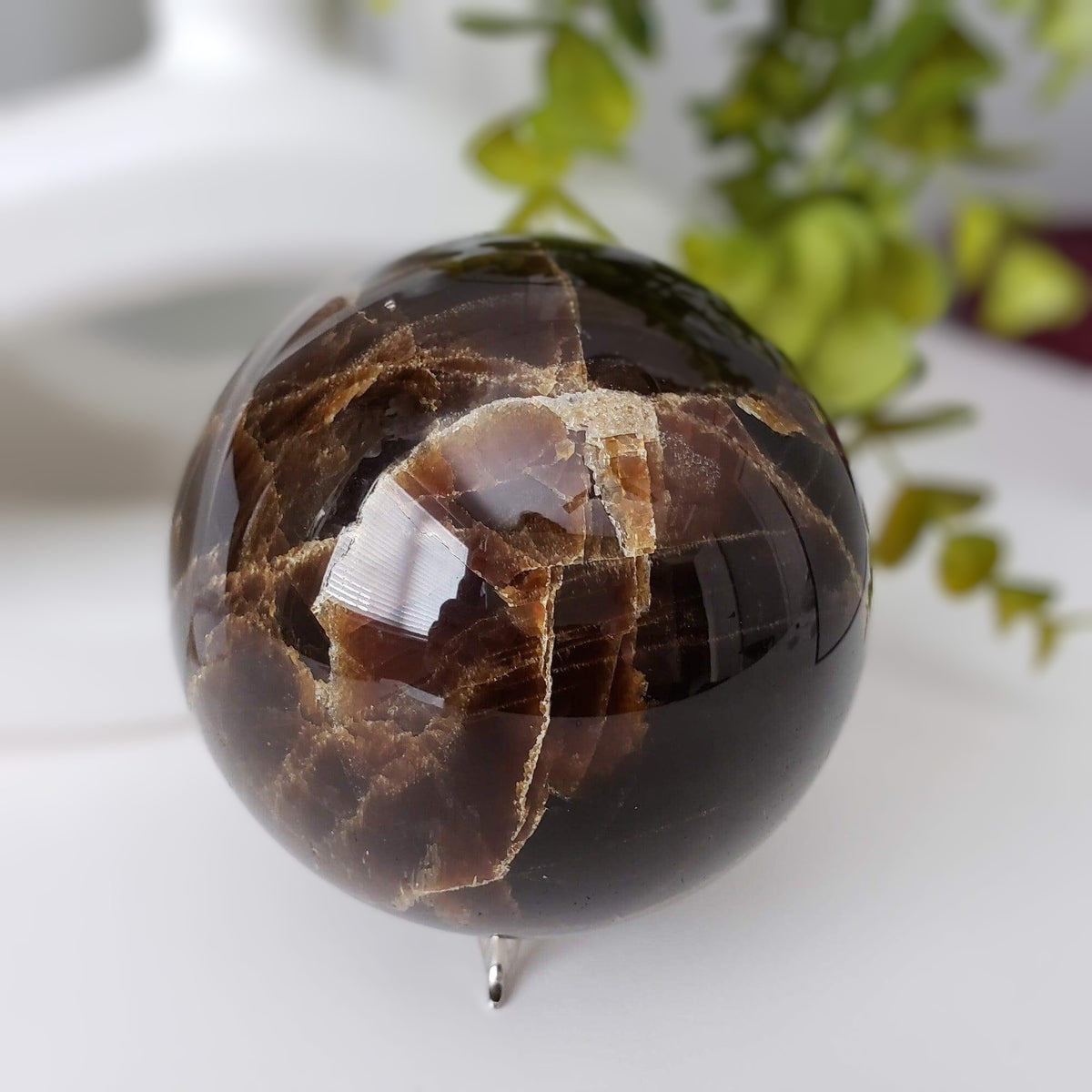  Dark Brown Aragonite Sphere 104 mm, 4.1 inches 1.71 kg 