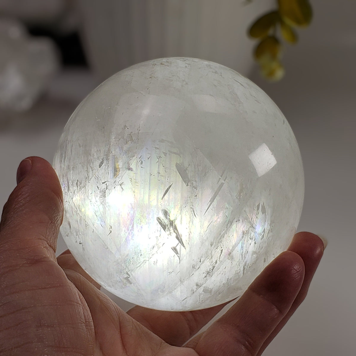 Calcite Sphere | Snow White Crystal Ball | 98 mm, 3.8 in | Huge 1,332 grams | China