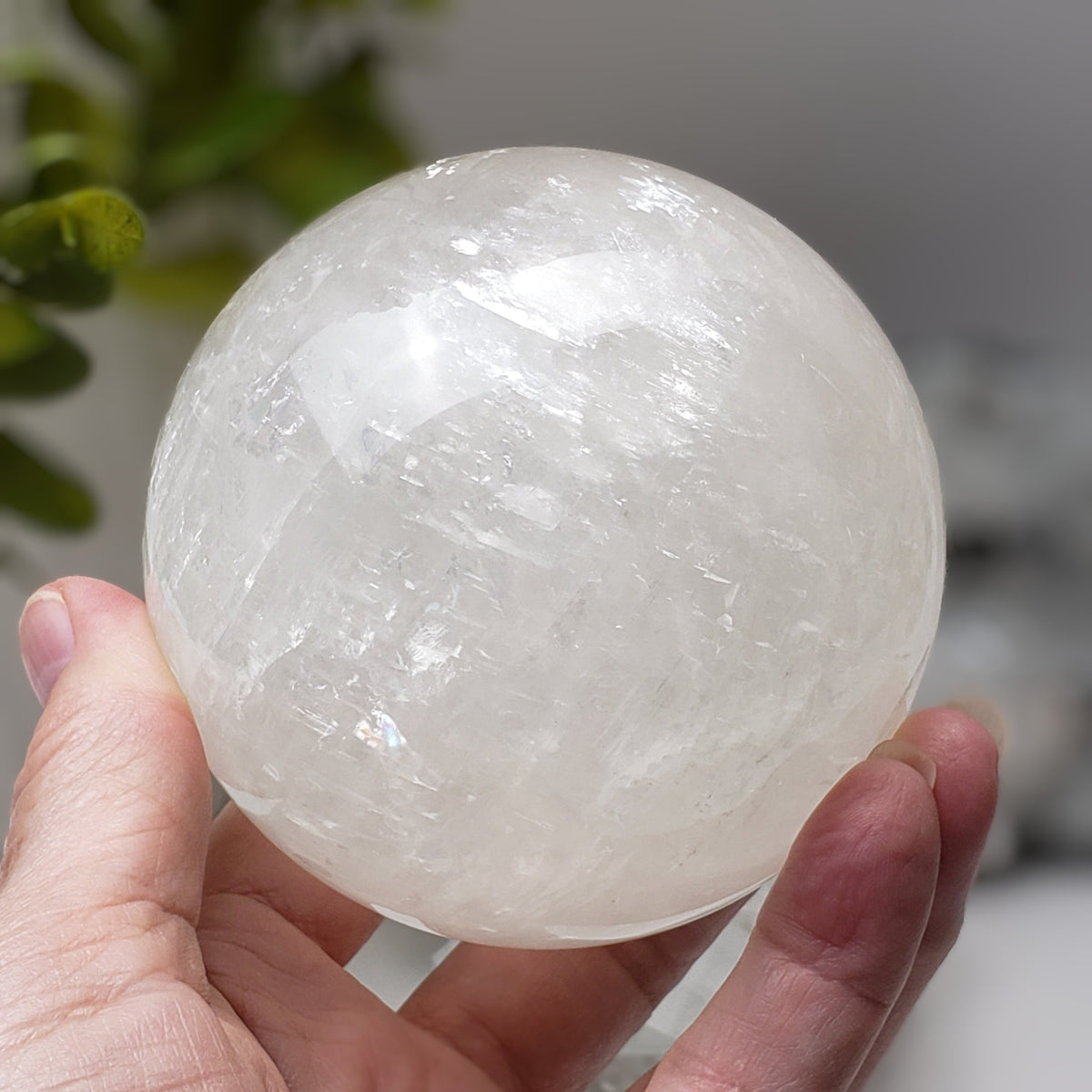 Calcite Sphere | Snow White Crystal Ball | 89 mm, 3.5 in | 992 grams | China