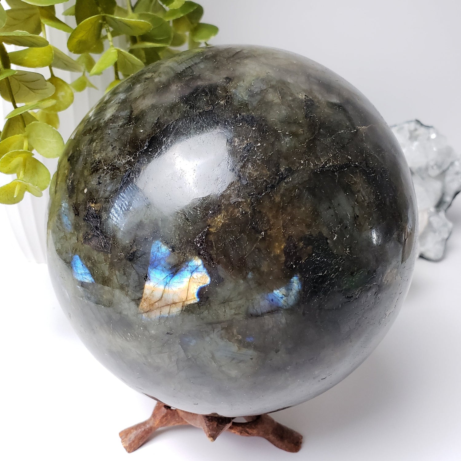 Sphère labradorite | Arc-en-ciel gris naturel | 4,5 kg, 10 livres | 150 mm, 6 pouces | Madagascar