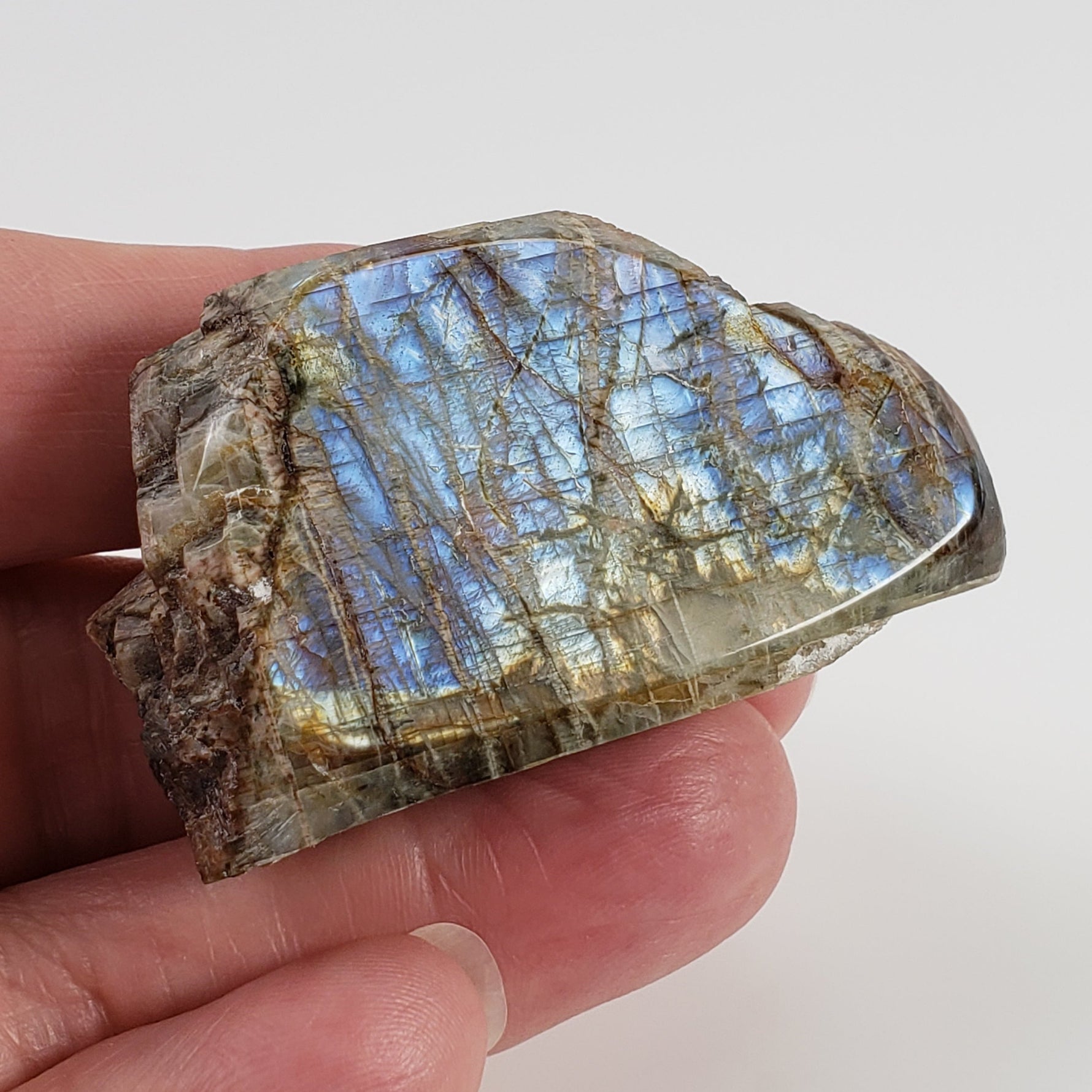  Canadian Labradorite | Polished Flat Stone | Natural Grey Rainbow | 39.6 | Quebec, Canada 