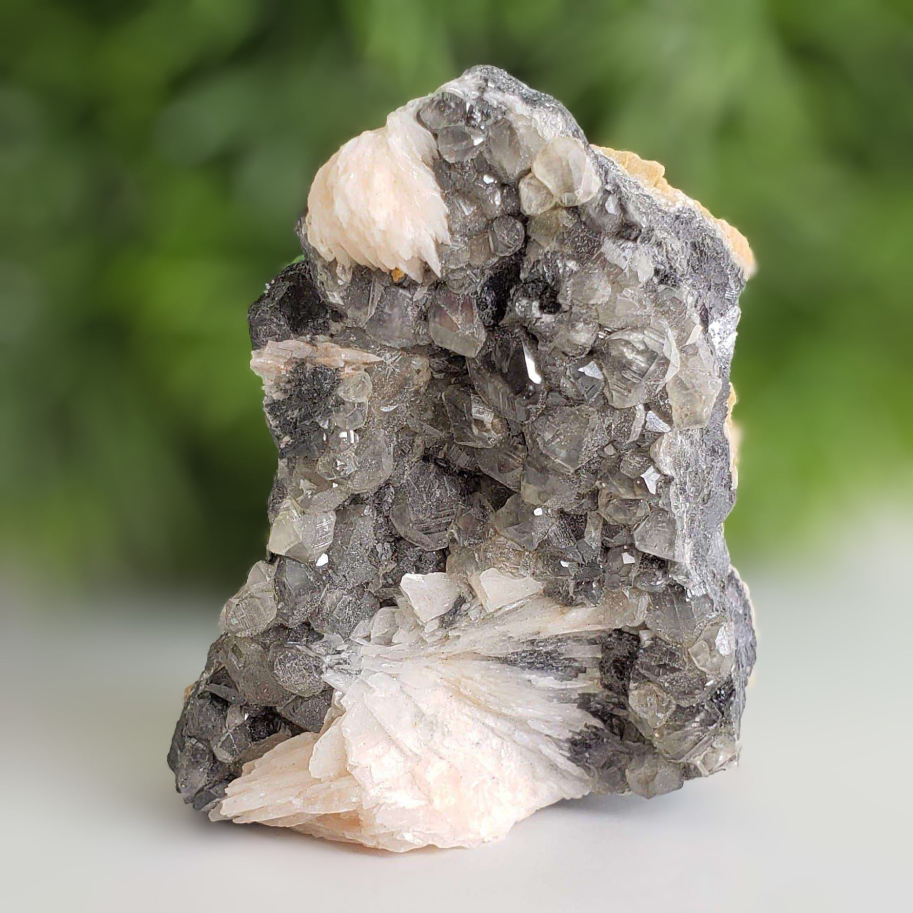 Cerussite and Pink Barite on Galena Matrix | 78 gr | Morocco