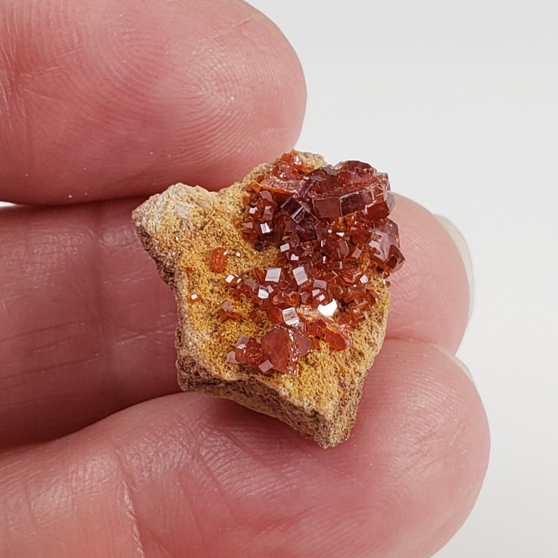  Vanadinite on Barite Crystal 3 grams Mibladen, Morocco 