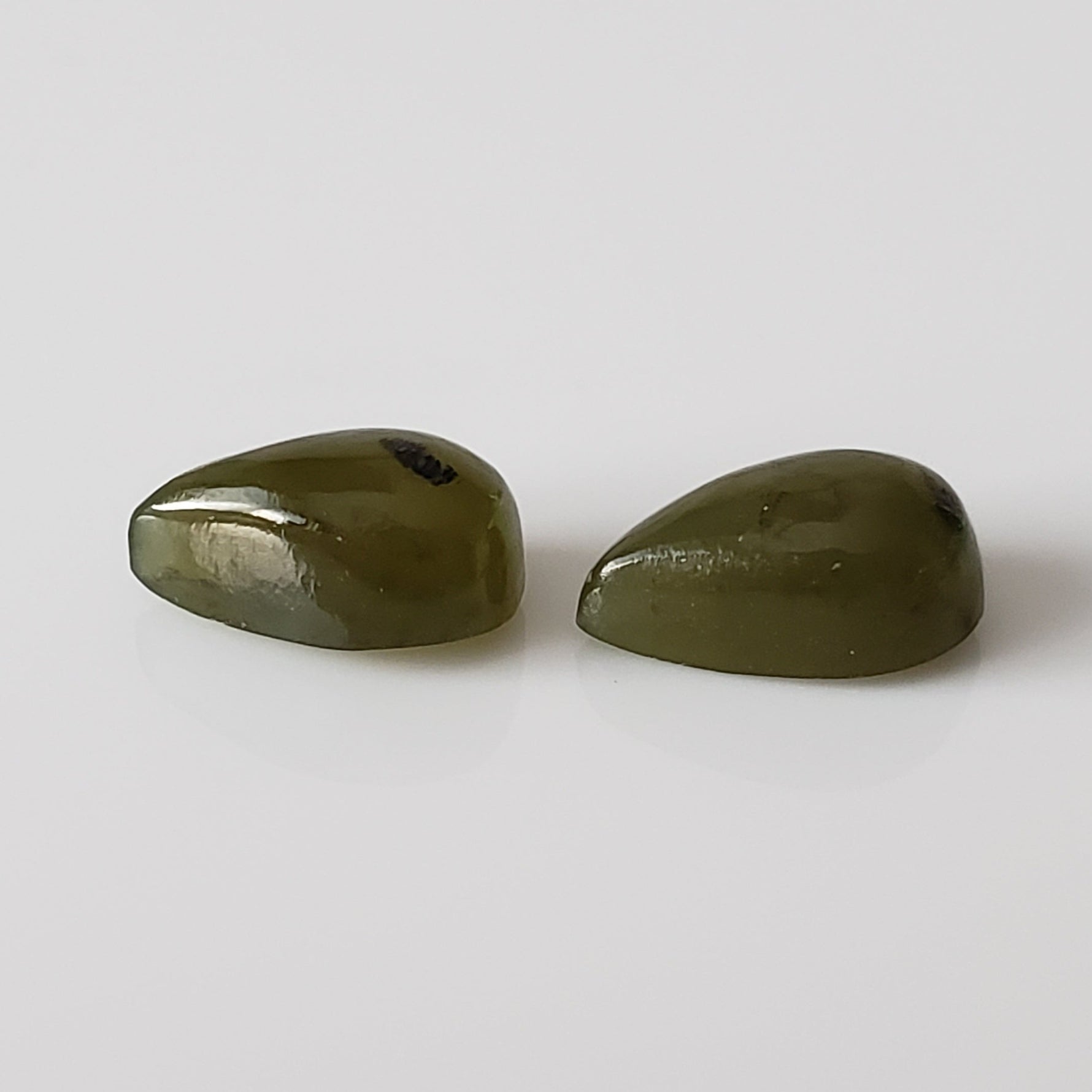 Nephrite Pair | Pear Shape Cabochon | Green | 8x5mm | Canada