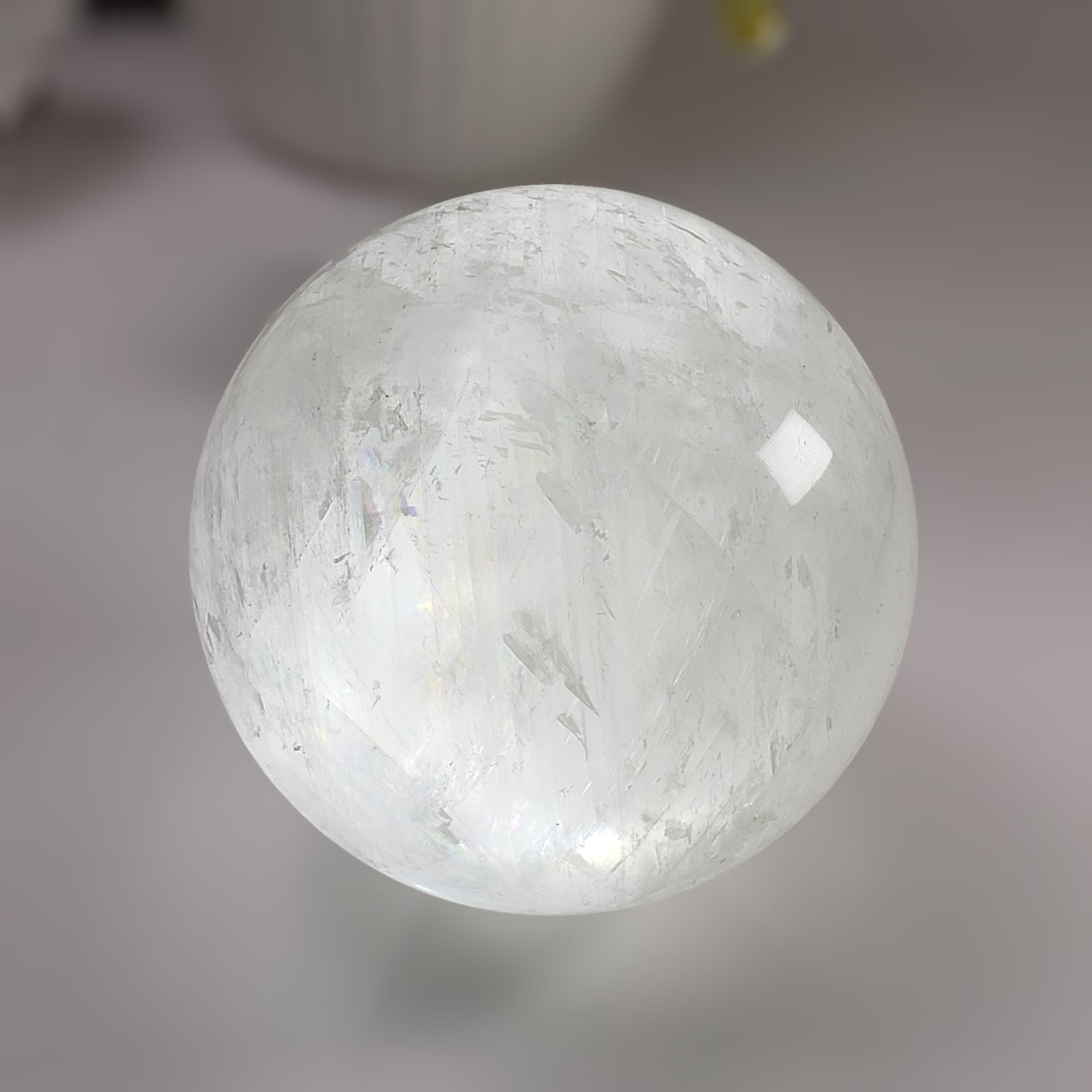 Calcite Sphere | Snow White Crystal Ball | 98 mm, 3.8 in | Huge 1,332 grams | China