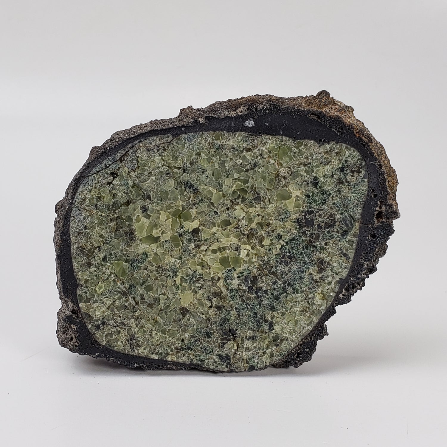 Olivine Volcanic Bomb Slice | Lava Coated Crystal | 150.7 gr | Mortlake, Victoria, Australia