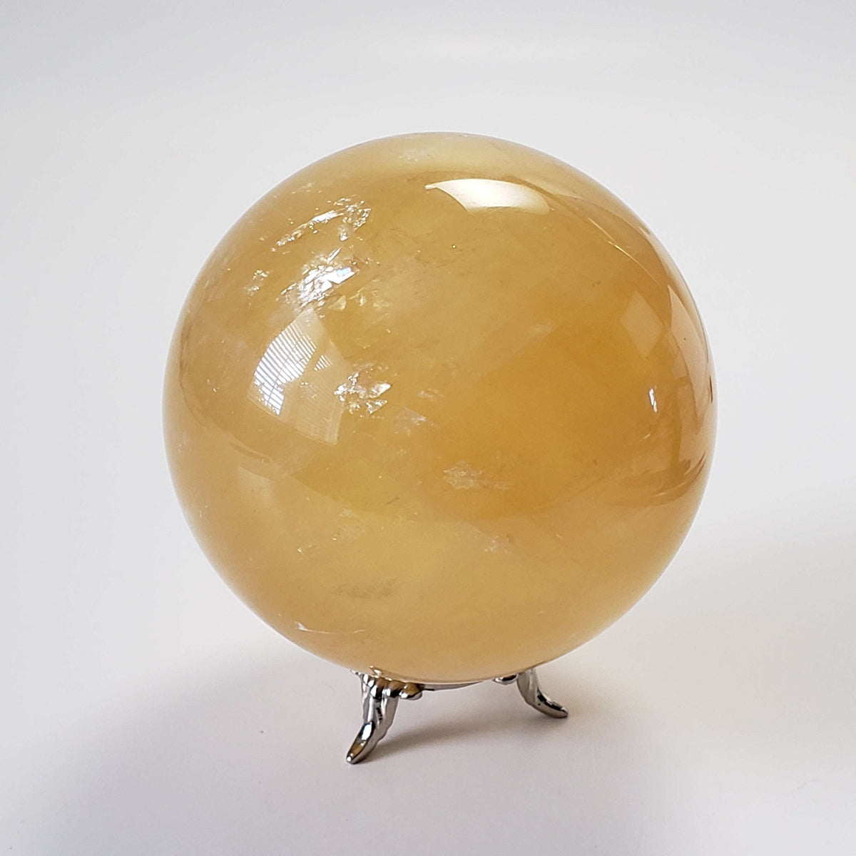  Amber Calcite Sphere 87 mm, 3.4 inches 952 grams China 