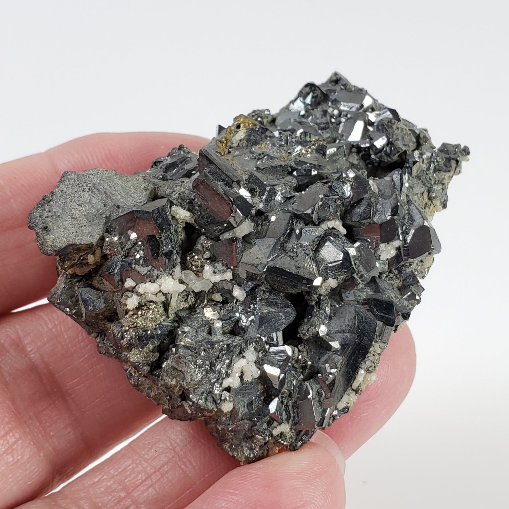  Tetrahedrite Pyrite Calcite and Quartz Cluster 65.65 Grams from Lima Peru 