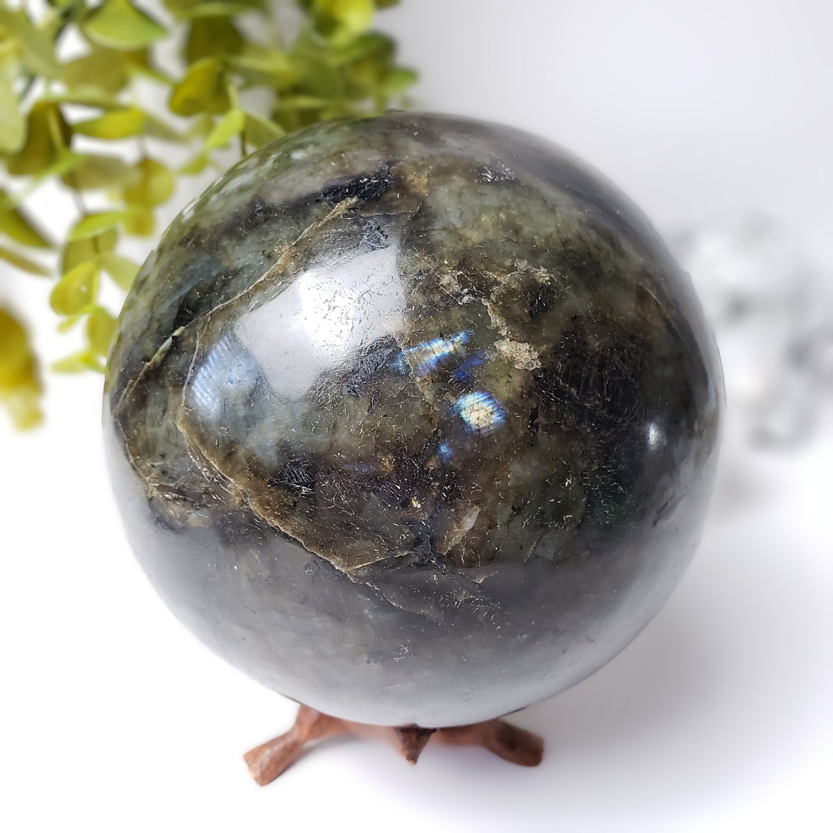  Labradorite Sphere Natural Gray Rainbow 4.5 Kg 10 lbs, 150 mm 6 in 