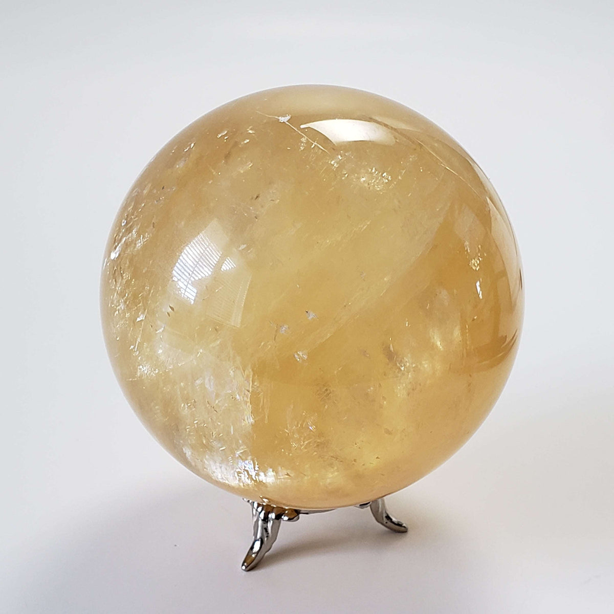  Amber Calcite Sphere 87 mm, 3.4 inches 952 grams China 