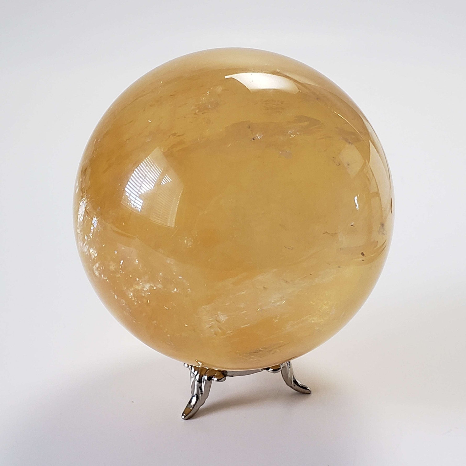  Amber Calcite Sphere 87 mm, 3.4 inches 952 grams China 