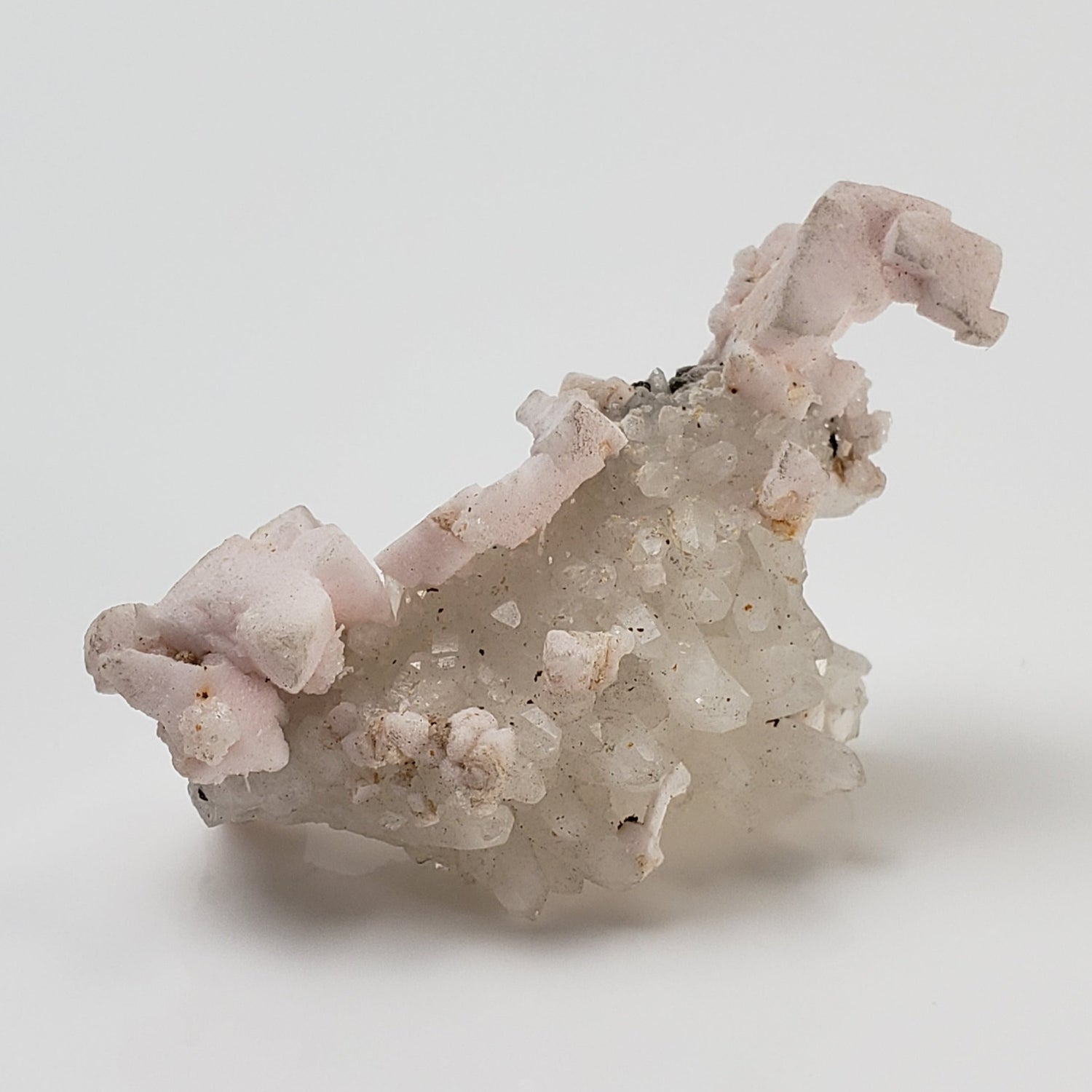  Mangano Calcite with Pyrite Crystal Cluster 9.77 Grams from Lima, Peru 