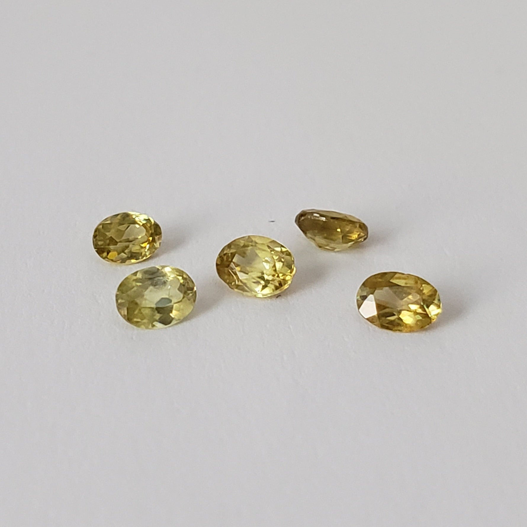  Sphene | 5 Piece Loose Gemstone Lot | Oval Cut | Canary Yellow | Mix Size Lot 