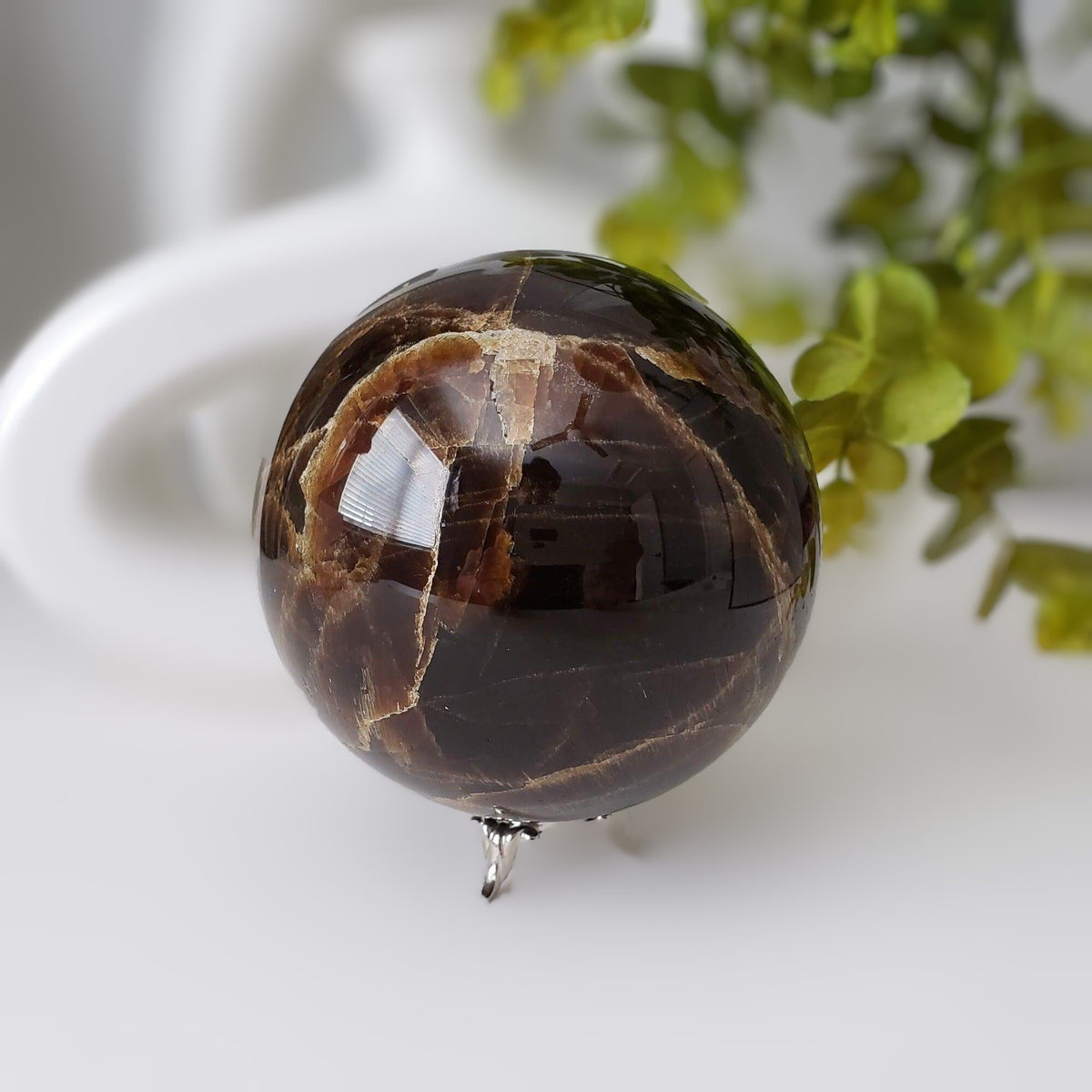  Dark Brown Aragonite Sphere 104 mm, 4.1 inches 1.71 kg 