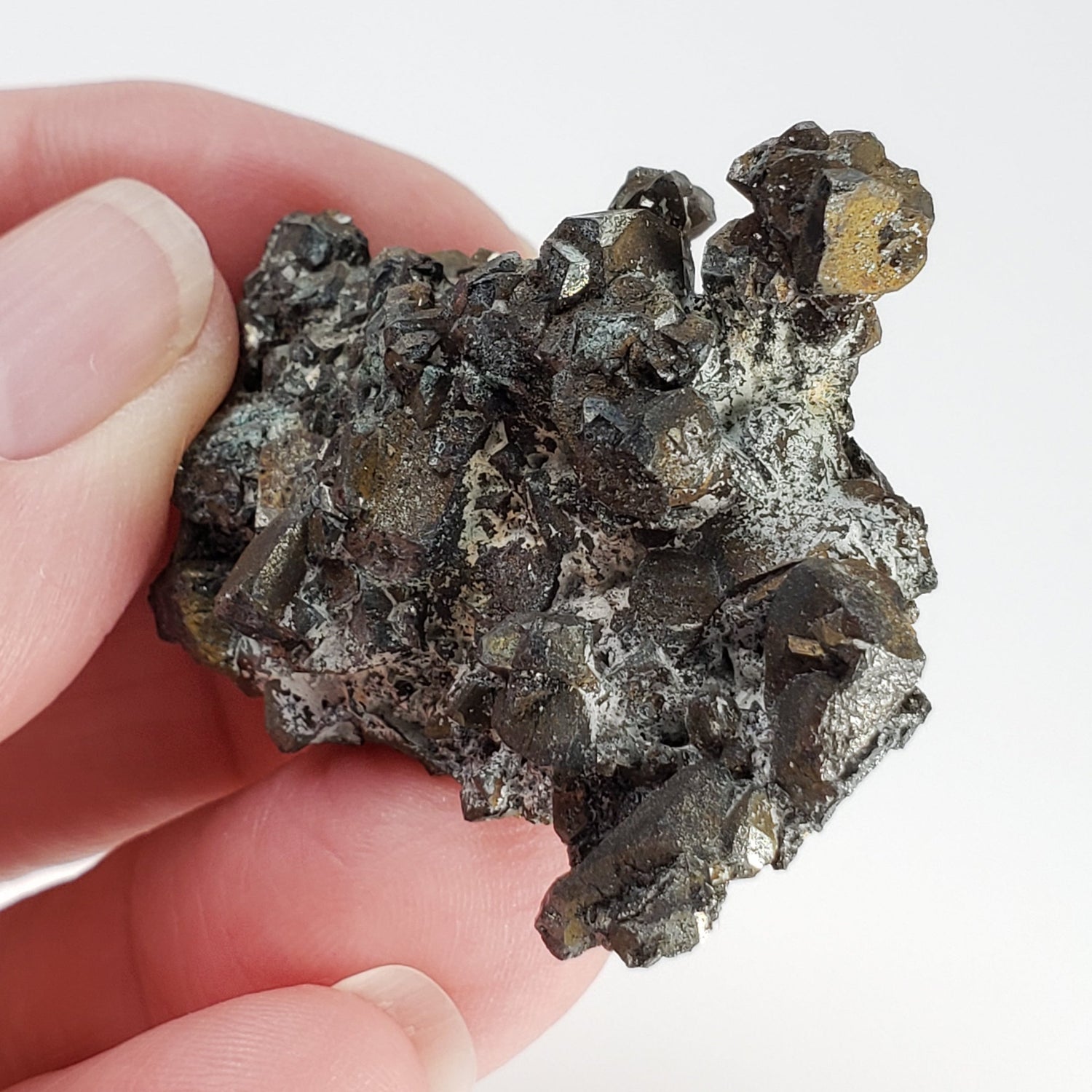  Pyrite with Calcite Crystal Cluster 38 Grams from Lima, Peru 