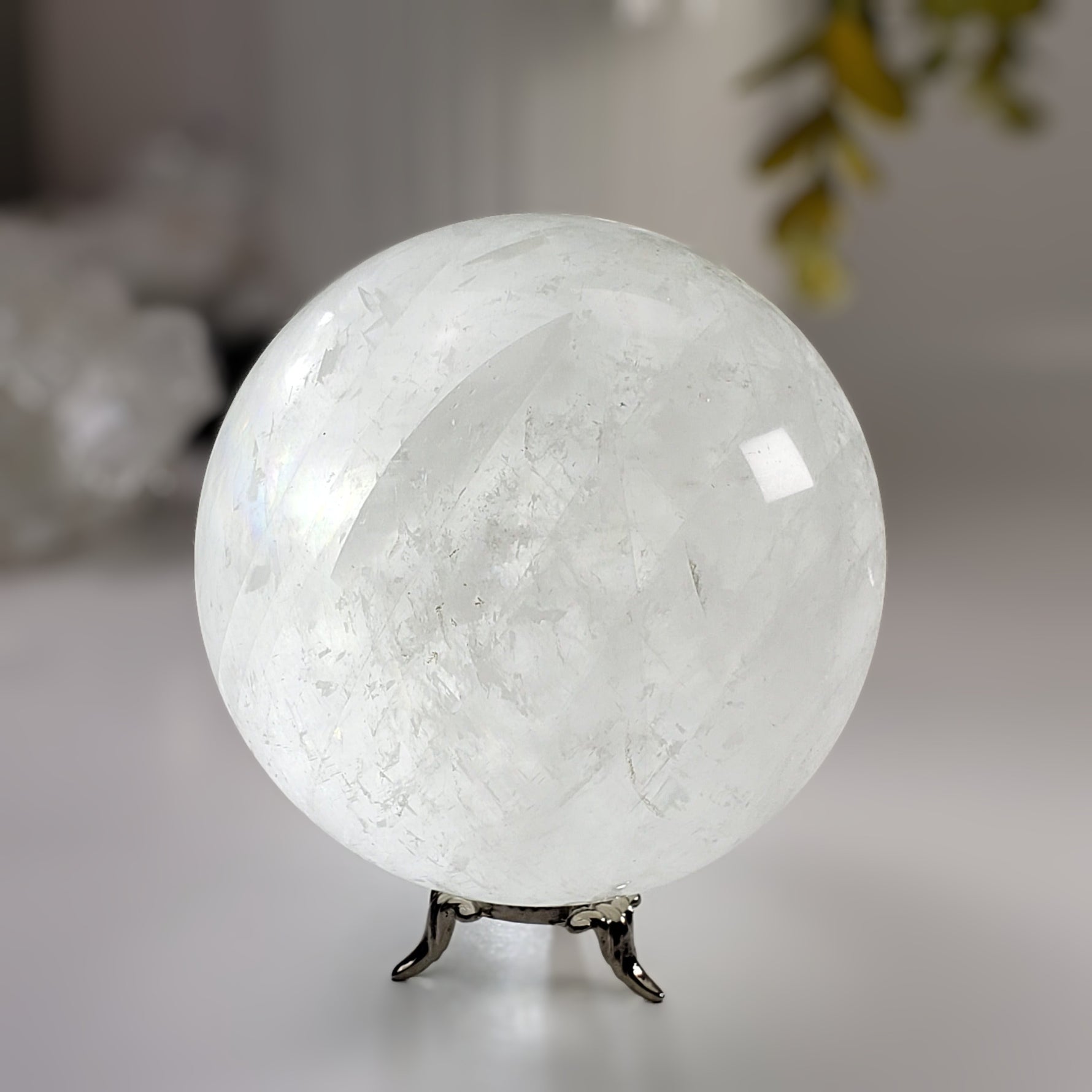 Calcite Sphere | Snow White Crystal Ball | 98 mm, 3.8 in | Huge 1,332 grams | China