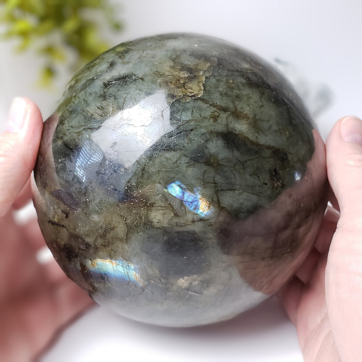  Labradorite Sphere Natural Gray Rainbow 4.5 Kg 10 lbs, 150 mm 6 in 