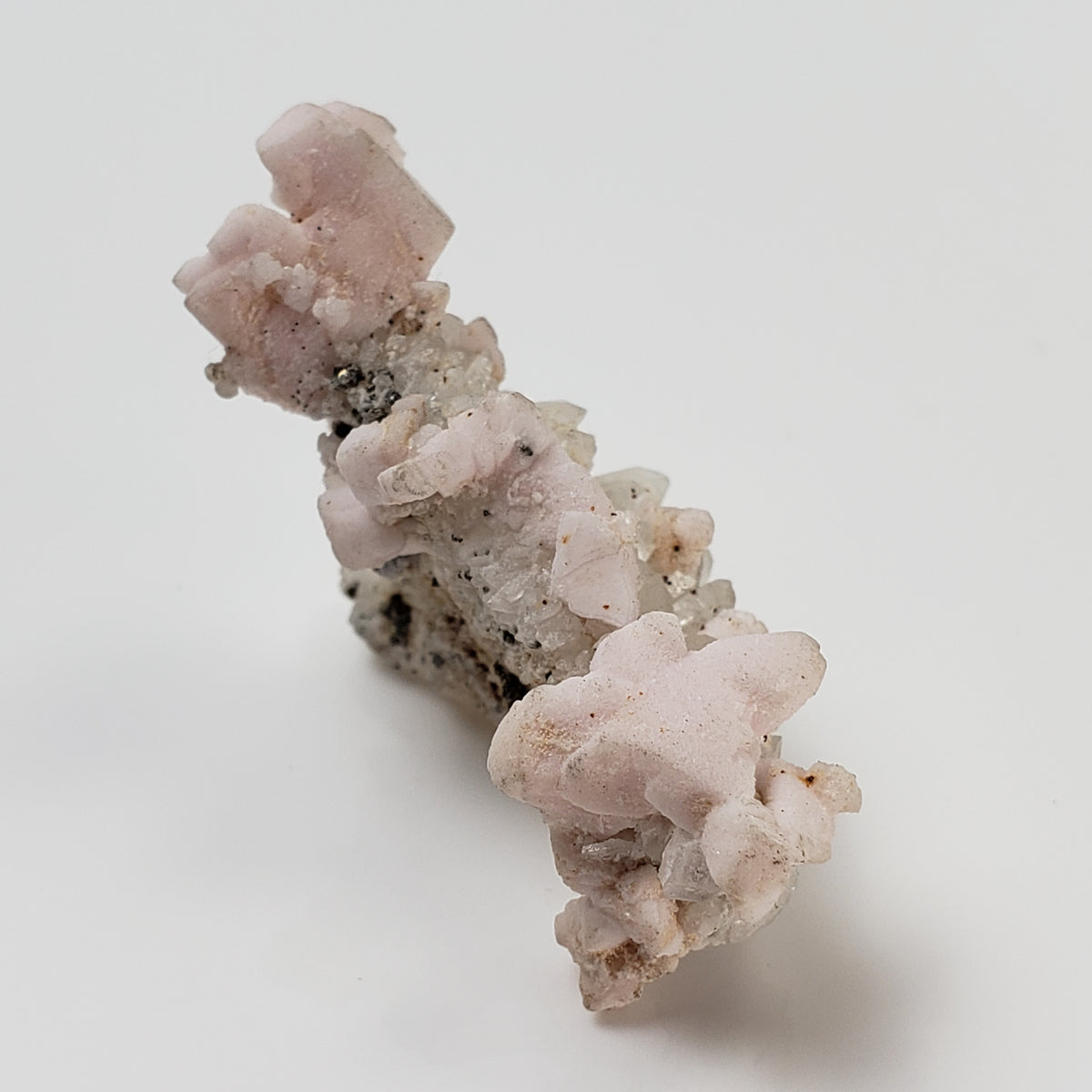  Mangano Calcite with Pyrite Crystal Cluster 9.77 Grams from Lima, Peru 