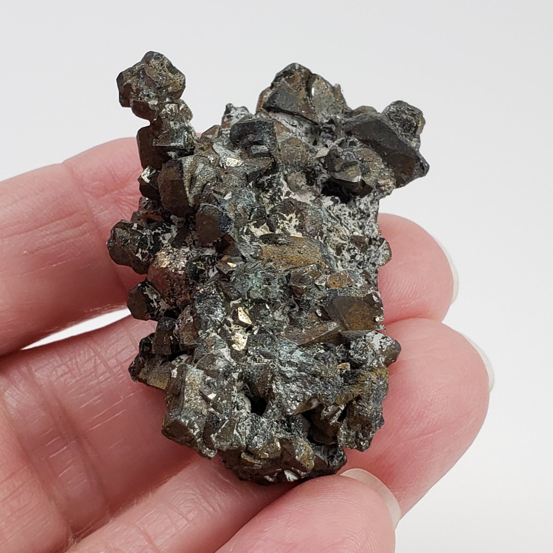  Pyrite with Calcite Crystal Cluster 38 Grams from Lima, Peru 