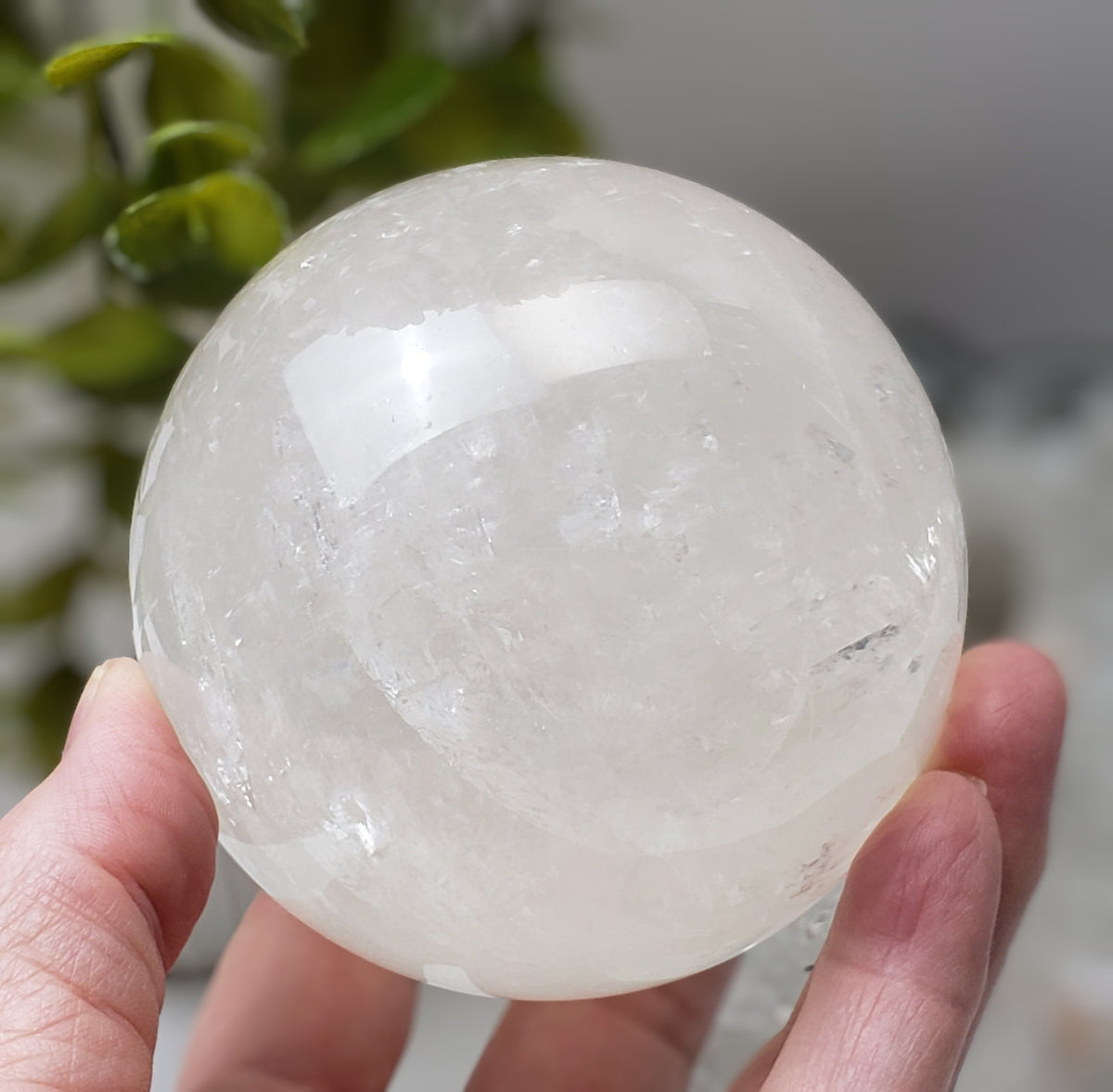 Calcite Sphere | Snow White Crystal Ball | 89 mm, 3.5 in | 992 grams | China