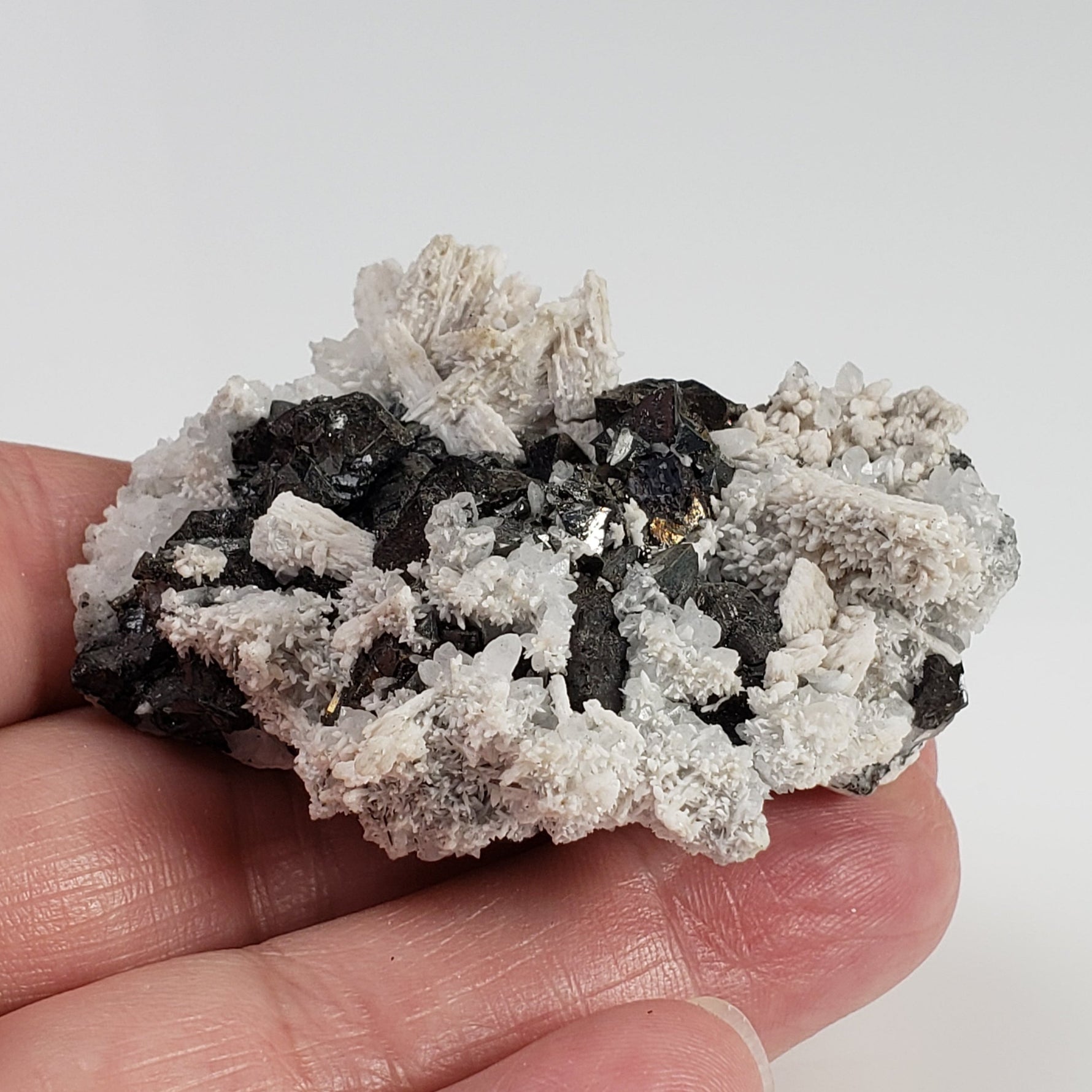  Tetrahedrite, Calcite and Quartz Crystal Cluster 59.2 Grams from Lima Peru 