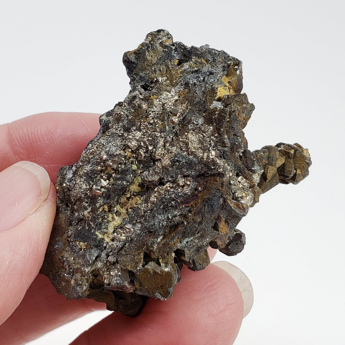  Pyrite with Calcite Crystal Cluster 38 Grams from Lima, Peru 