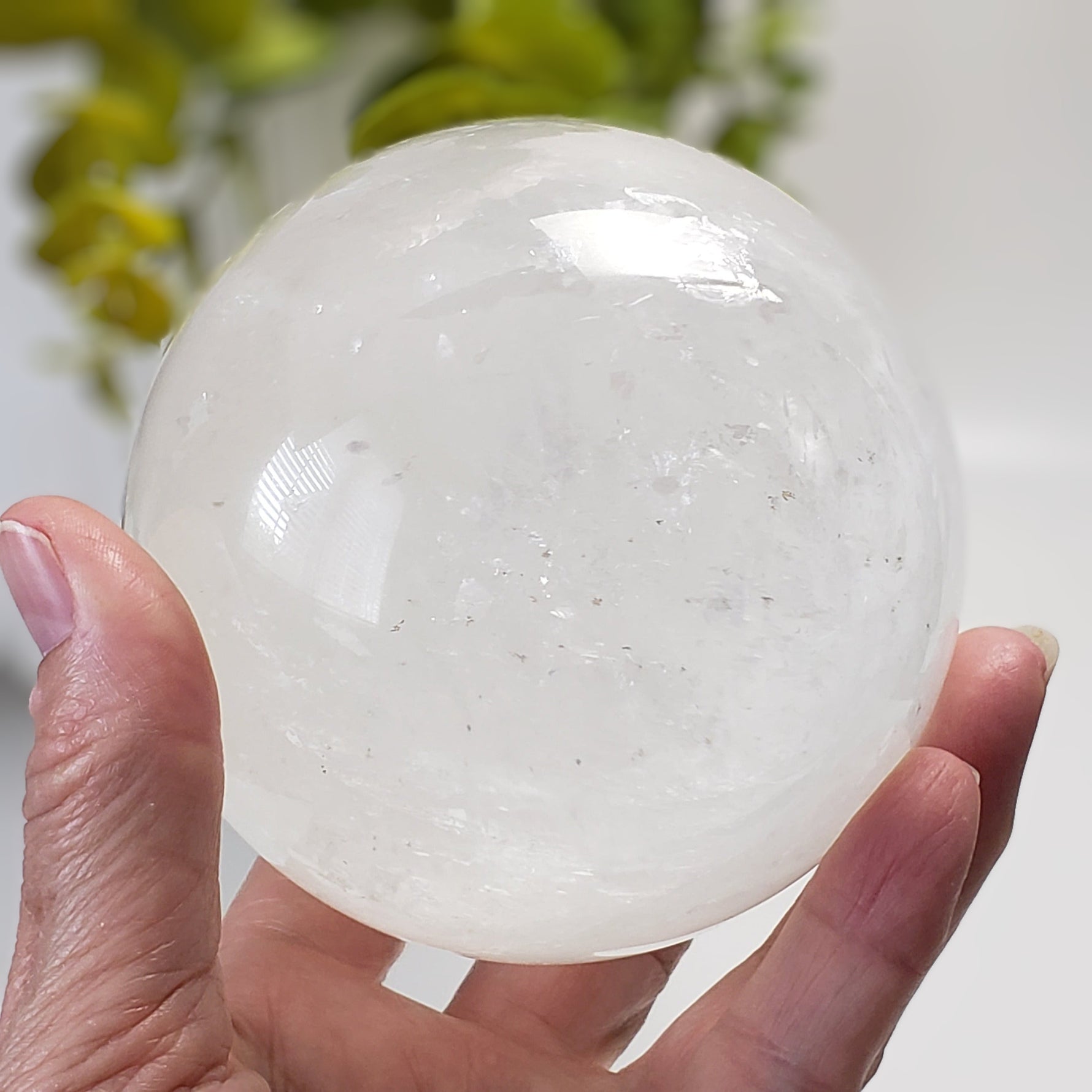 Calcite Sphere | Snow White Crystal Ball | 98 mm, 3.8 in | Huge 1,332 grams | China