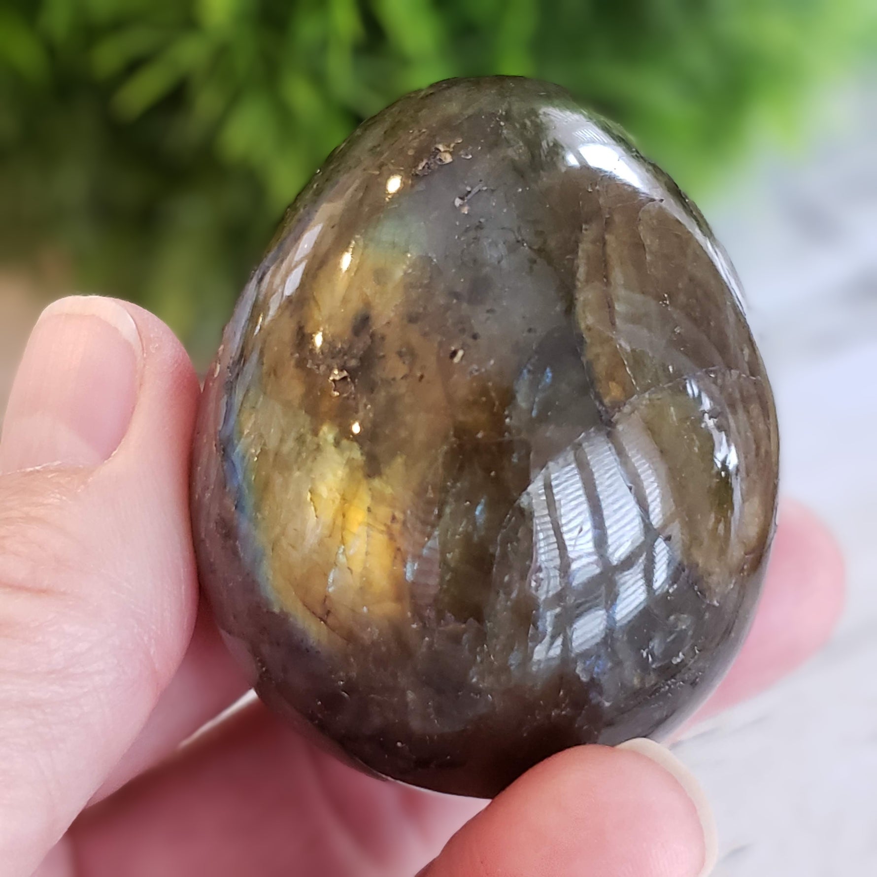  Labradorite Egg Natural Gray Rainbow 160 gr from Madagascar 