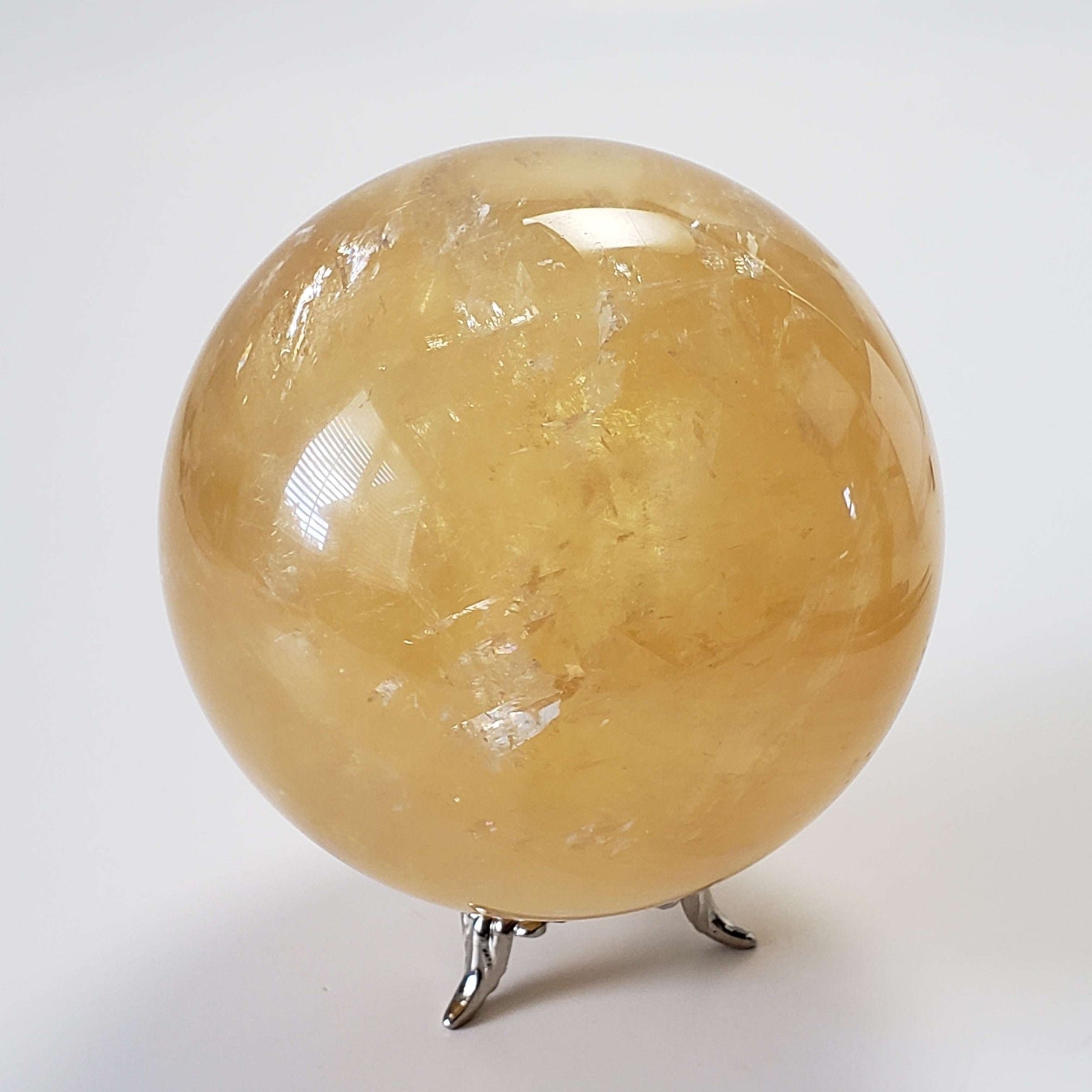  Amber Calcite Sphere 87 mm, 3.4 inches 952 grams China 