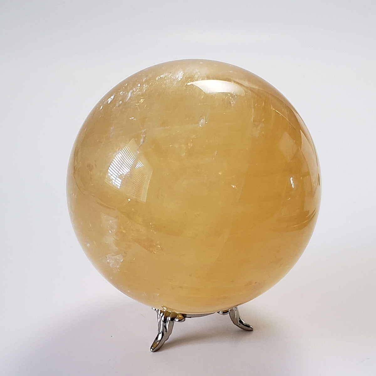  Amber Calcite Sphere 87 mm, 3.4 inches 952 grams China 