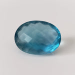 Fluorite | Oval Checkerboard Cut | Neon Blue Green | 24x19mm 37.81ct | Brazil