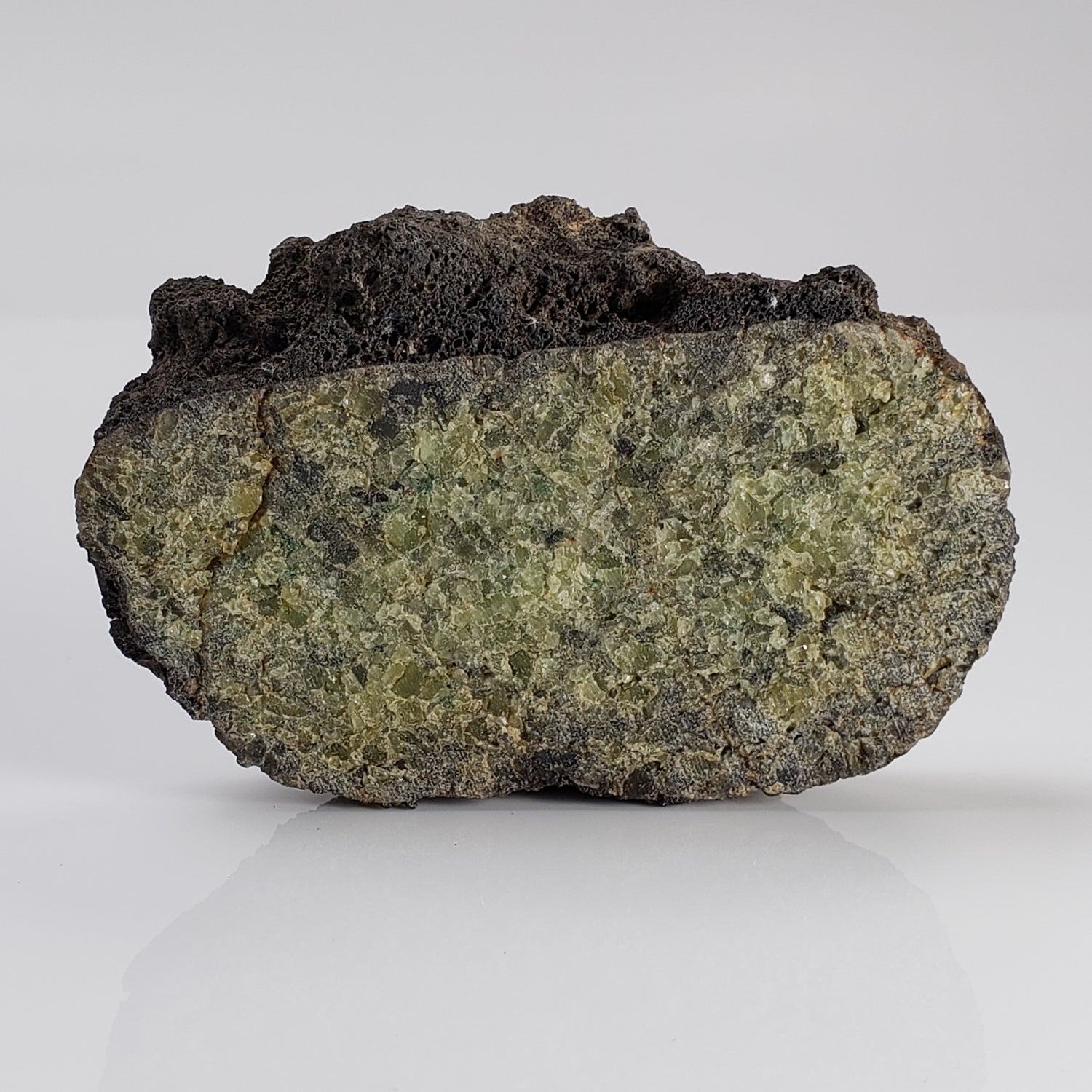 Olivine Volcanic Bomb Slice | Lava Coated Crystal | 69.5 gr | Mt Shadwell Volcano, Australia