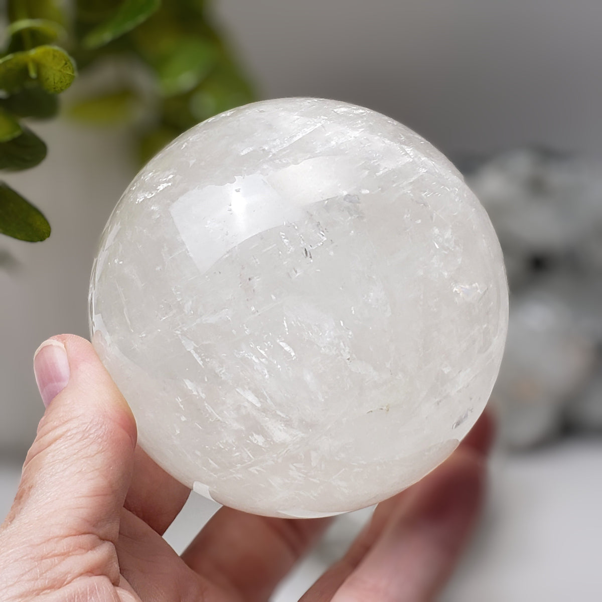 Calcite Sphere | Snow White Crystal Ball | 89 mm, 3.5 in | 992 grams | China