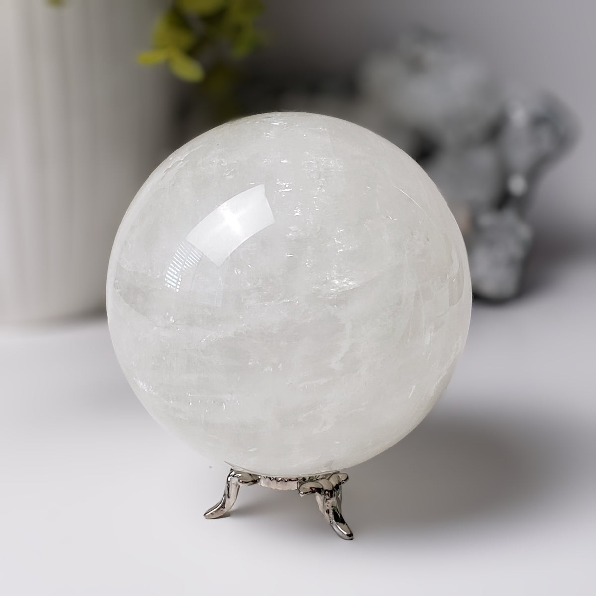 Calcite Sphere | Snow White Crystal Ball | 89 mm, 3.5 in | 992 grams | China