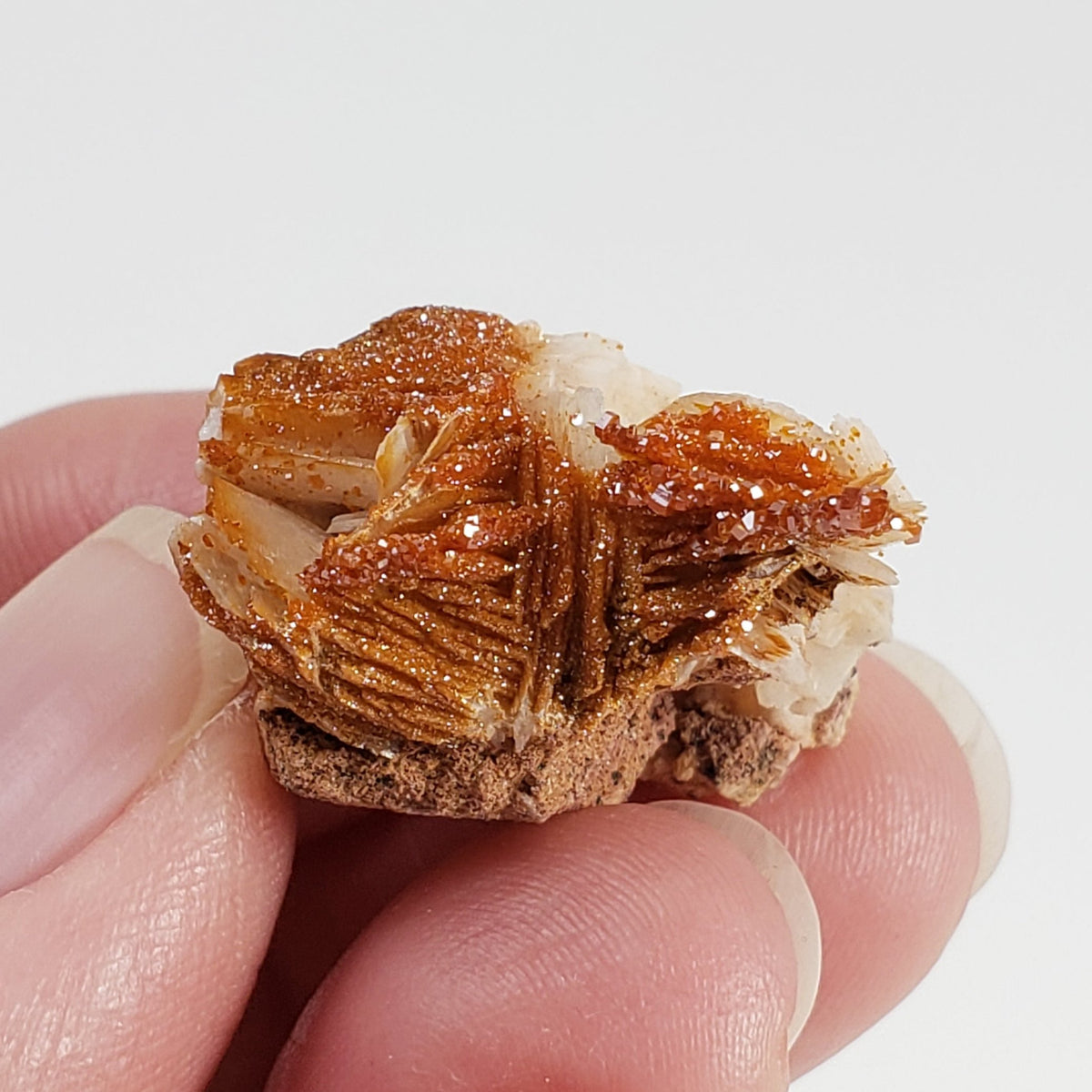  Vanadinite on Barite Crystal | 12.5 gr | Mibladen, Morocco 