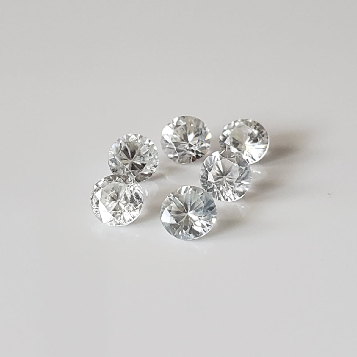 Zircon | 6 Piece Lot | Round Diamond Cut | White | 3.6-3.7mm | Cambodia