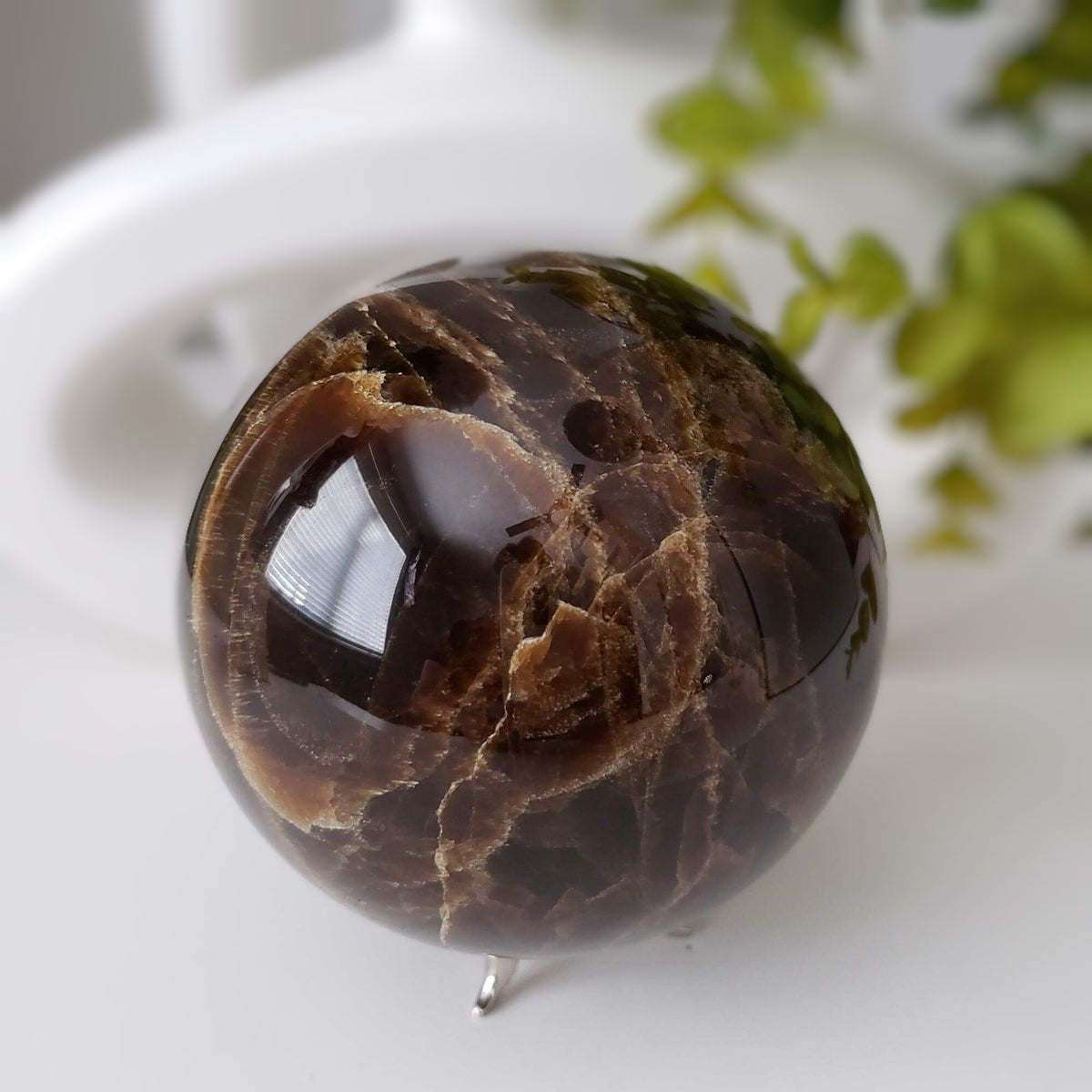  Dark Brown Aragonite Sphere 104 mm, 4.1 inches 1.71 kg 