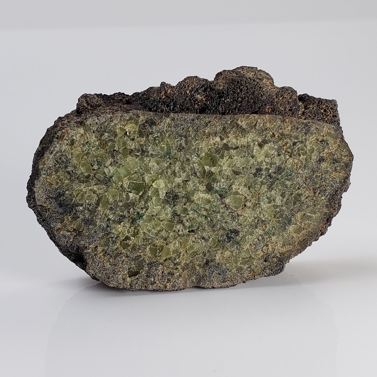 Olivine Volcanic Bomb Slice | Lava Coated Crystal | 69.5 gr | Mt Shadwell Volcano, Australia